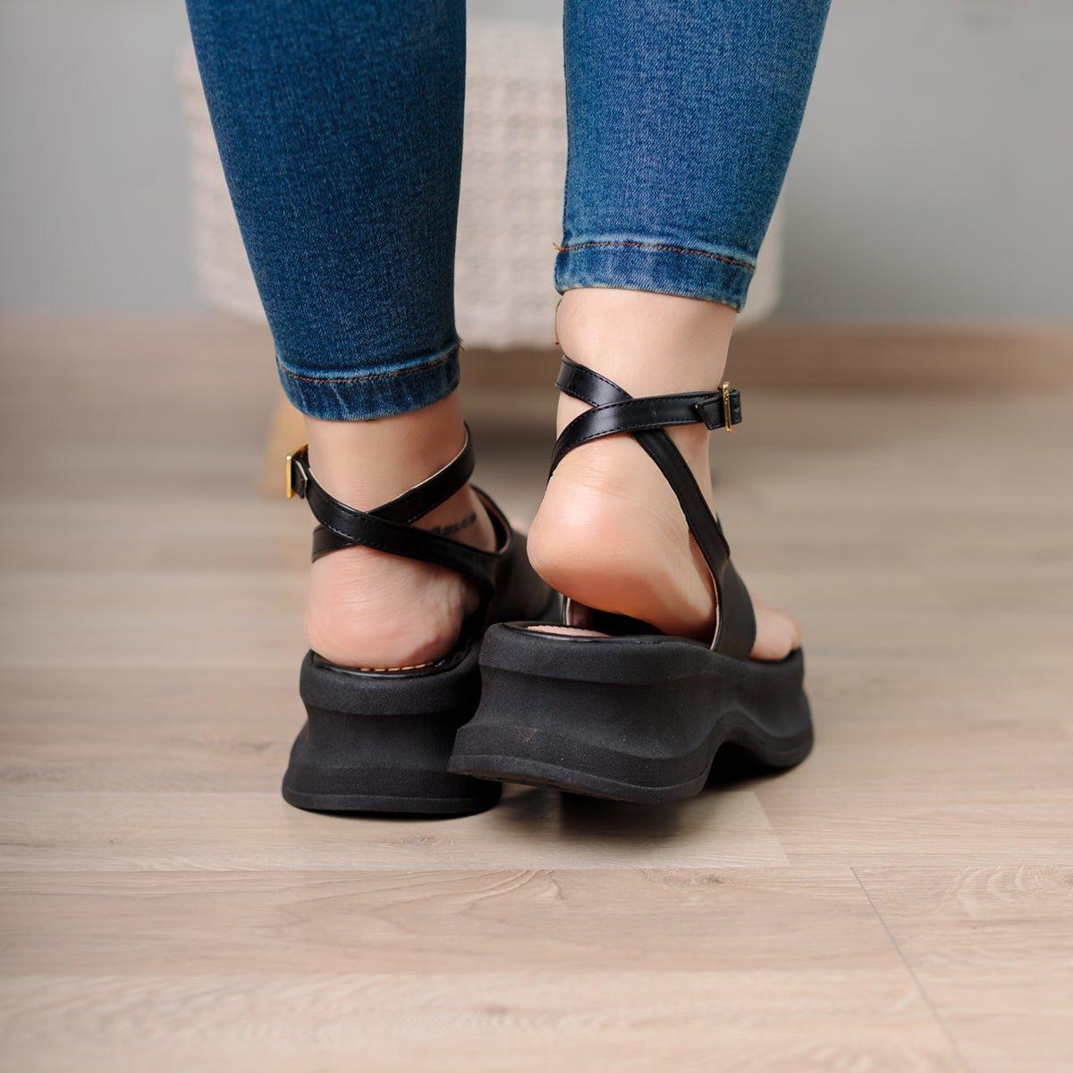 SANDALIAS CASUALES MUJER ZIWYA NEGRO - 3