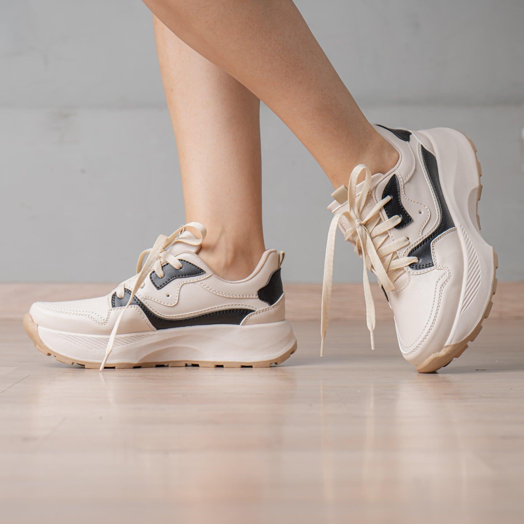 ZAPATILLAS URBANAS MUJER NOEHLY BEIGE NEGRO - 1
