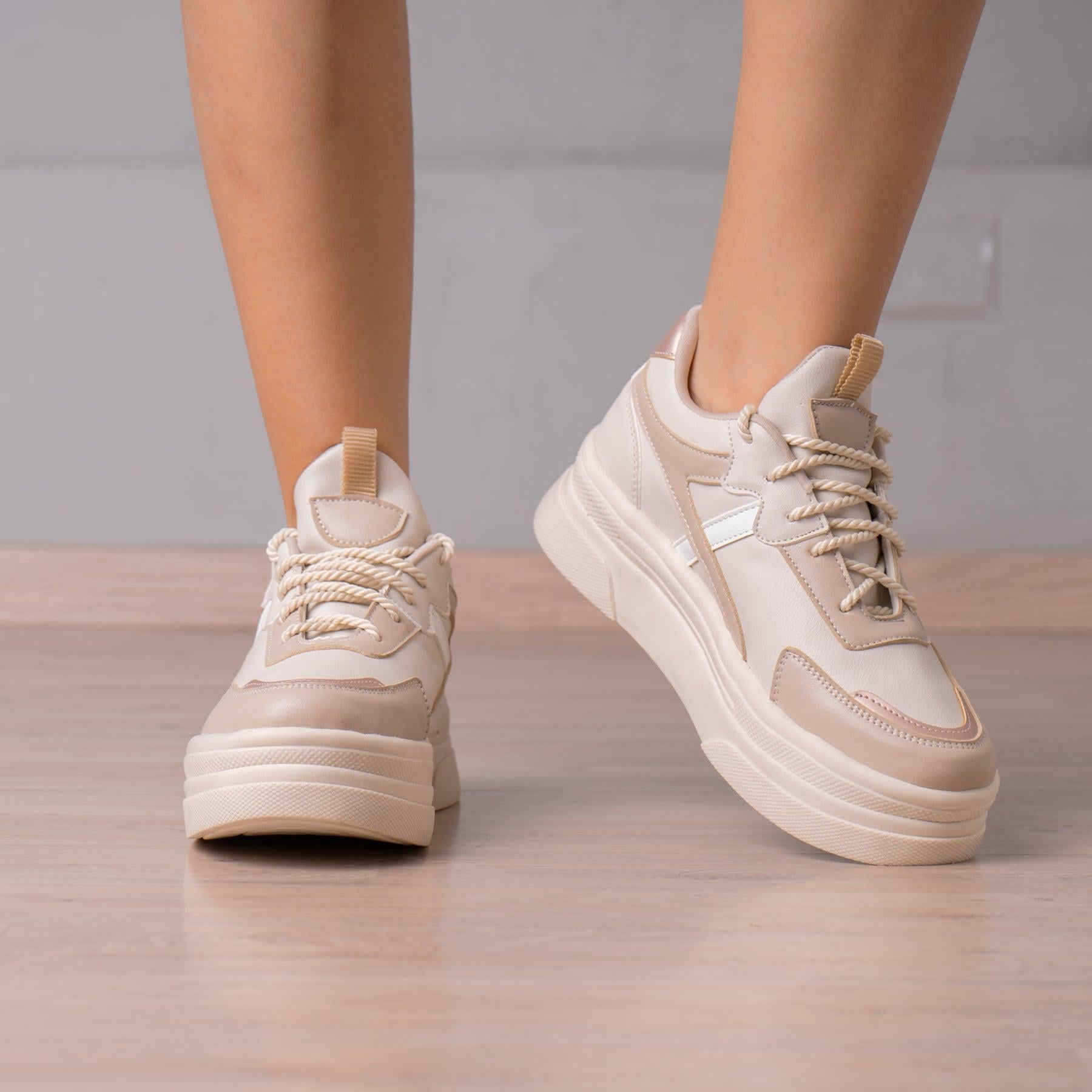 ZAPATILLAS URBANAS MUJER FALUYA BEIGE - 2