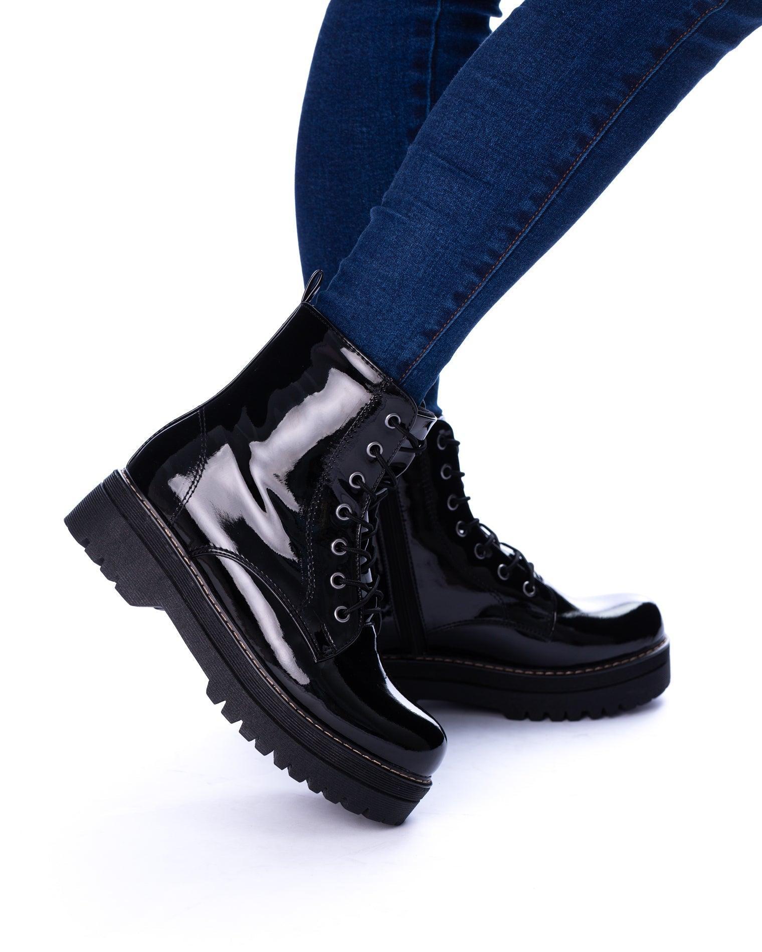 BOTAS MUJER BADO NEGRO CHAROL - 1