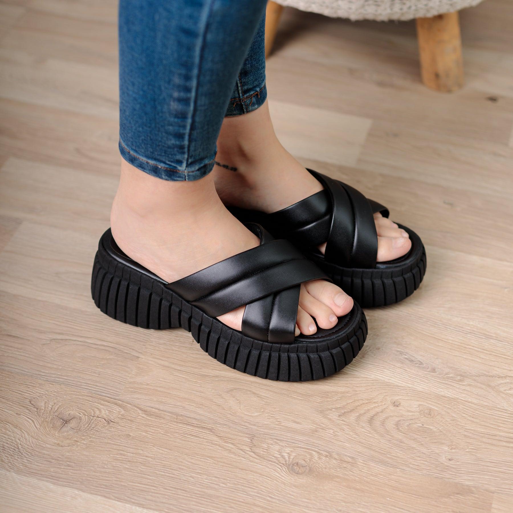 SANDALIAS CASUALES MUJER ABUMMA NEGRO - 1