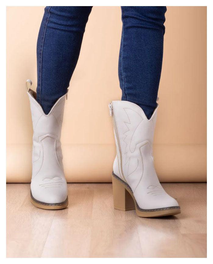 BOTAS MUJER VAQUERAS HUESO - 2
