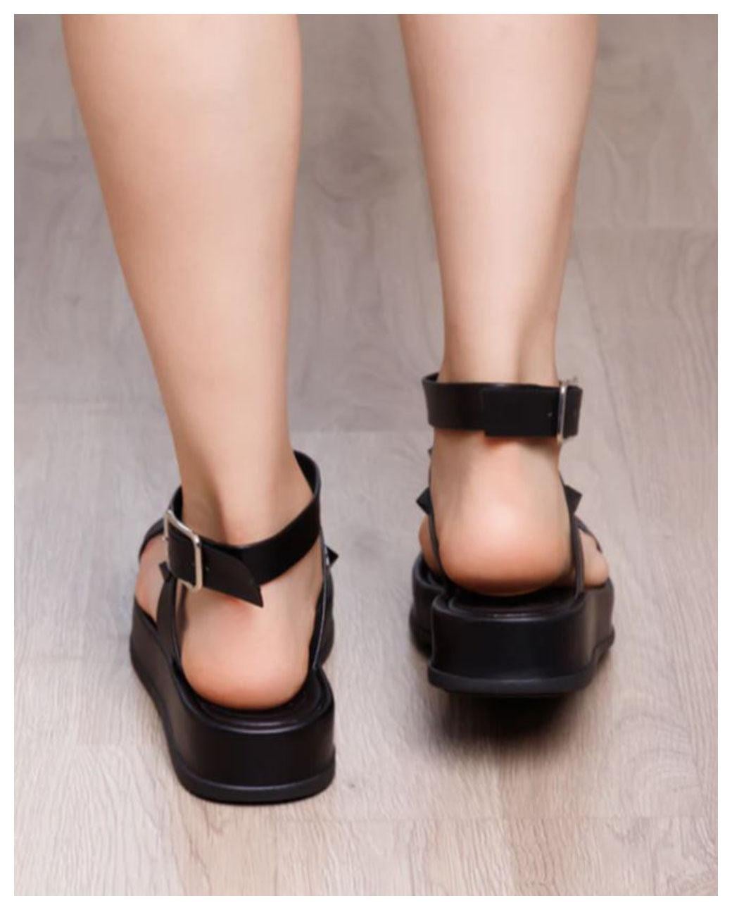 SANDALIAS CASUALES MUJER OVALLE NEGRO - 3