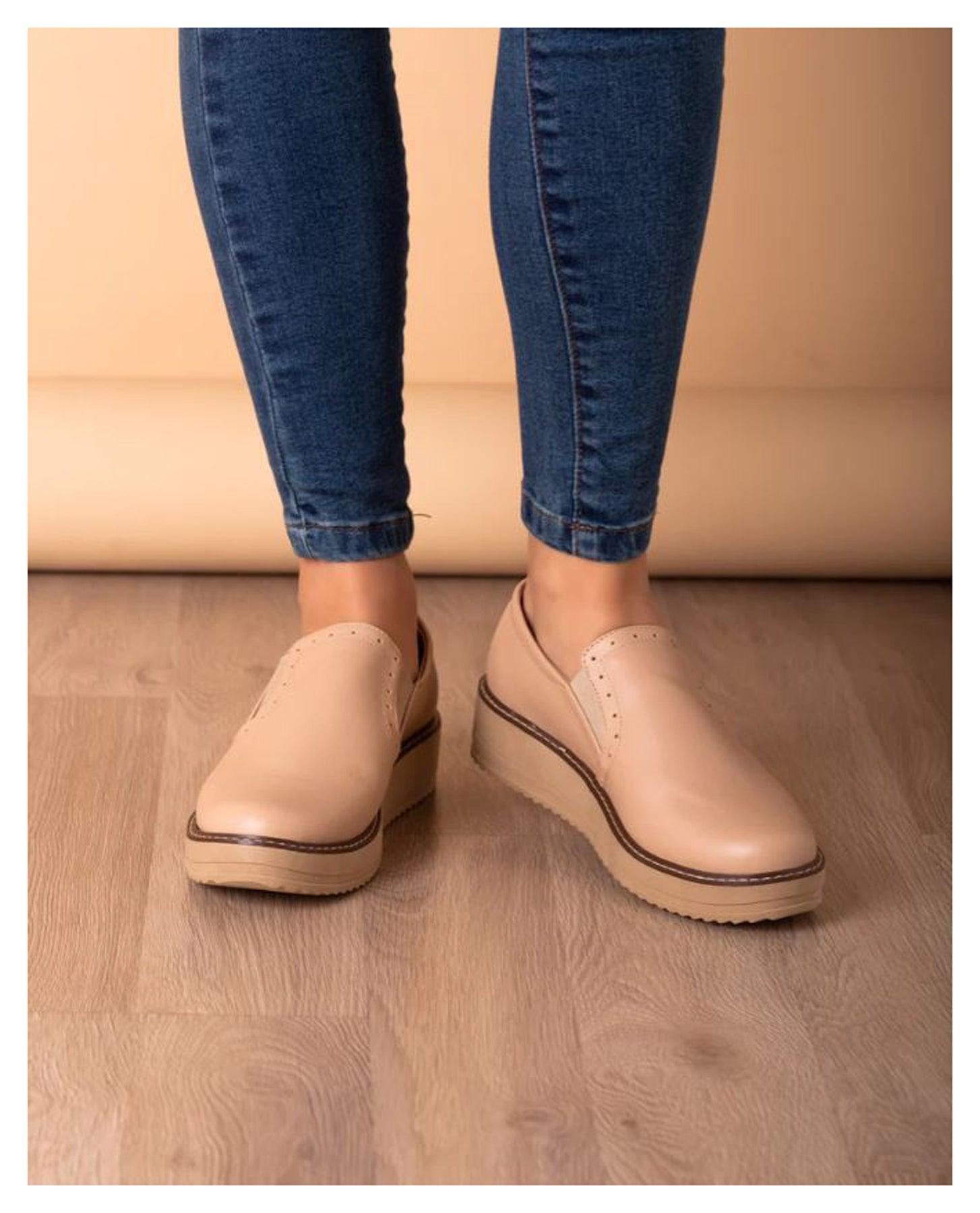 MOCASINES MUJER FERRARA BEIGE - 2