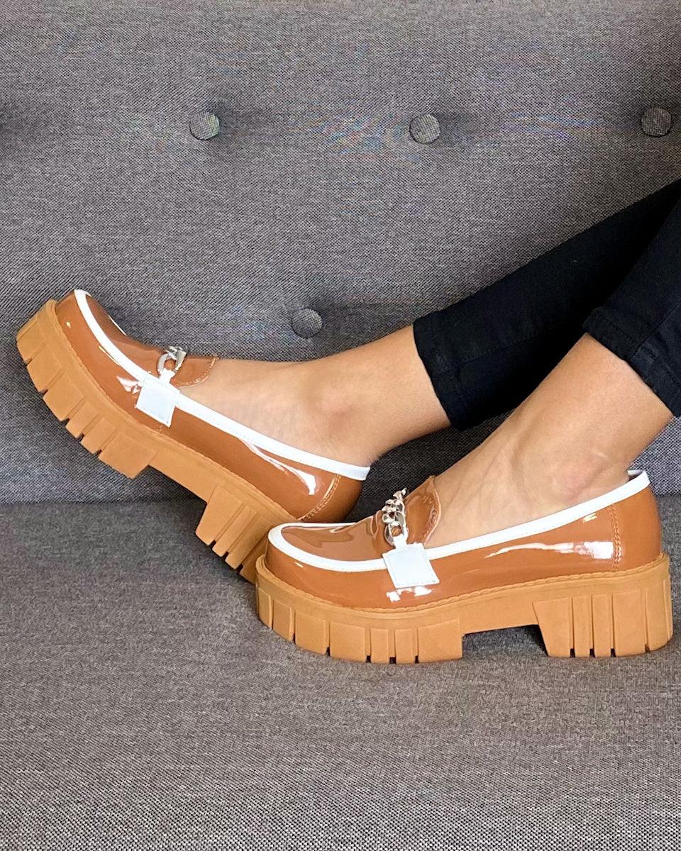 MOCASINES MUJER ANTALYA CAMEL CON BLANCO - 5