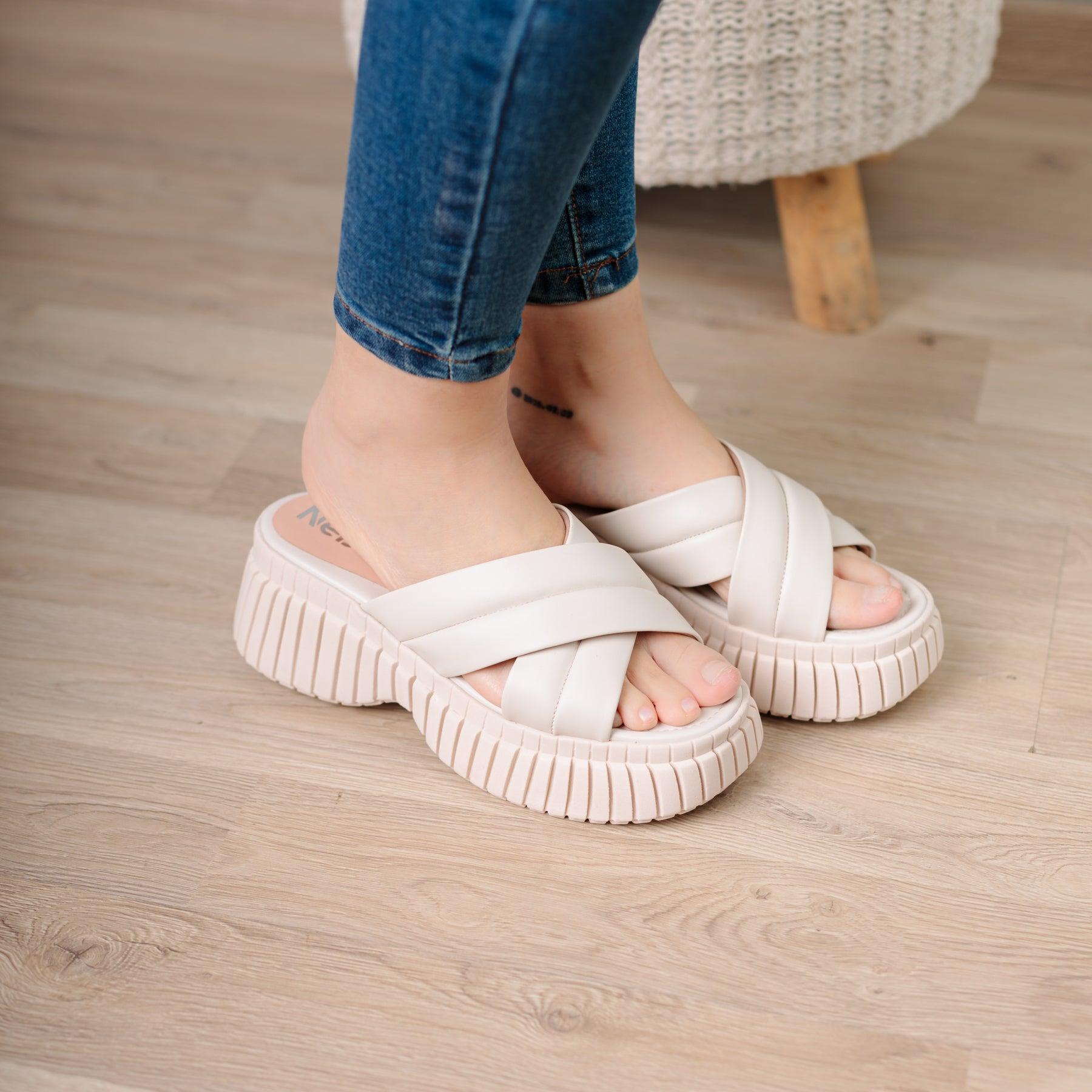 SANDALIAS CASUALES MUJER ABUMMA HUESO - 1