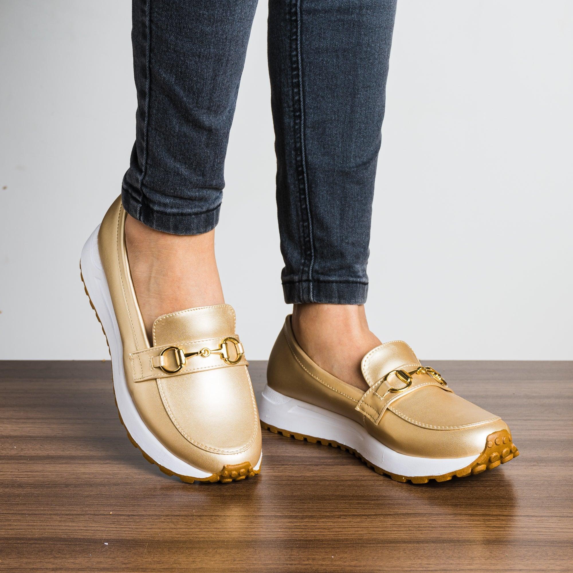 MOCASINES MUJER CUTY DORADO - 1