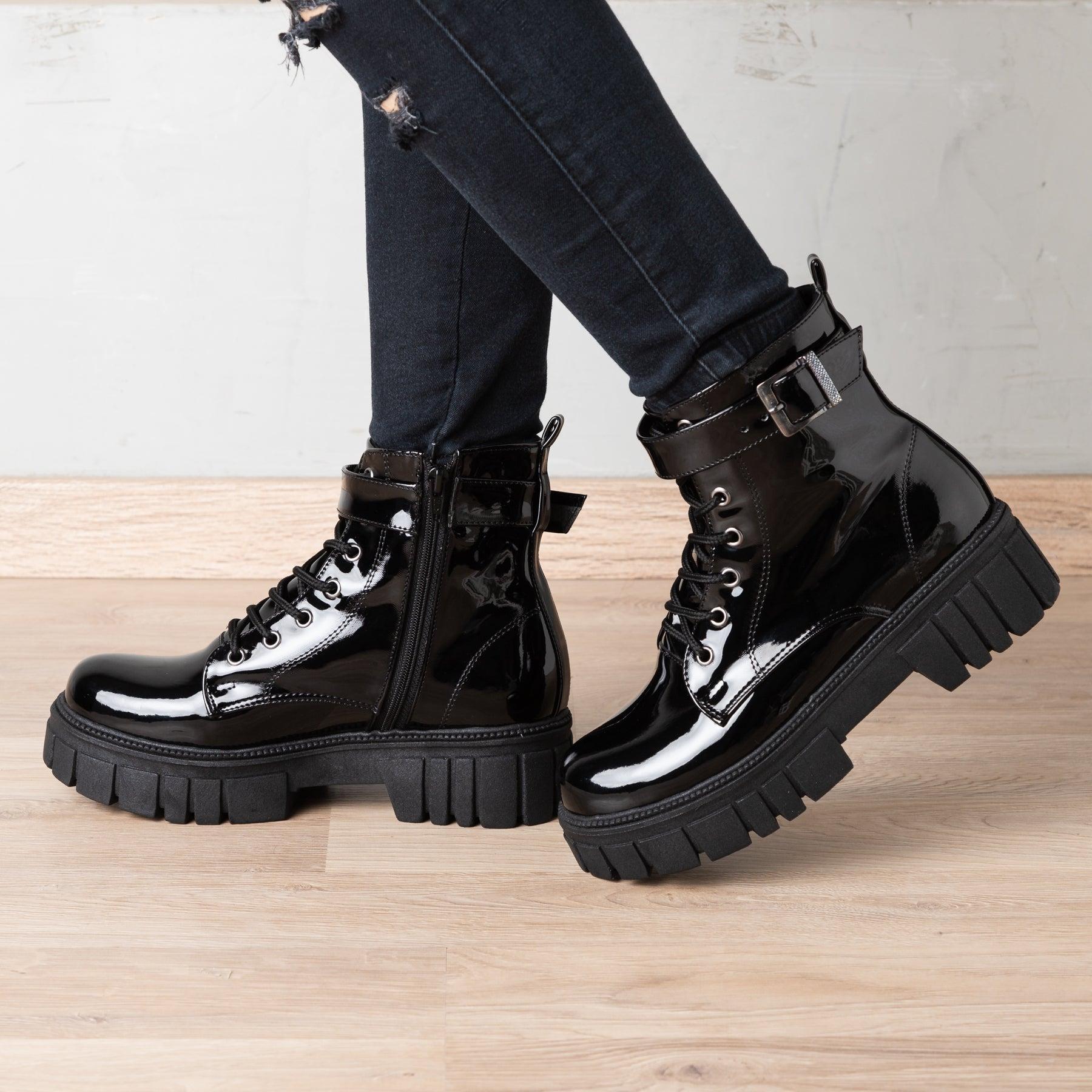 BOTAS MUJER BOTTLES NEGRO CHAROL - 1