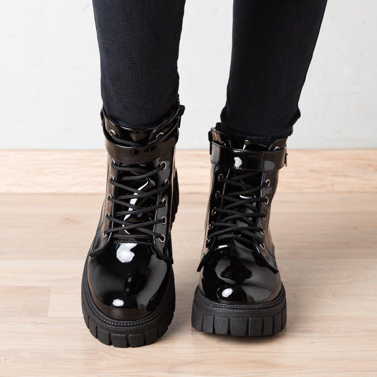 BOTAS MUJER BOTTLES NEGRO CHAROL - 2