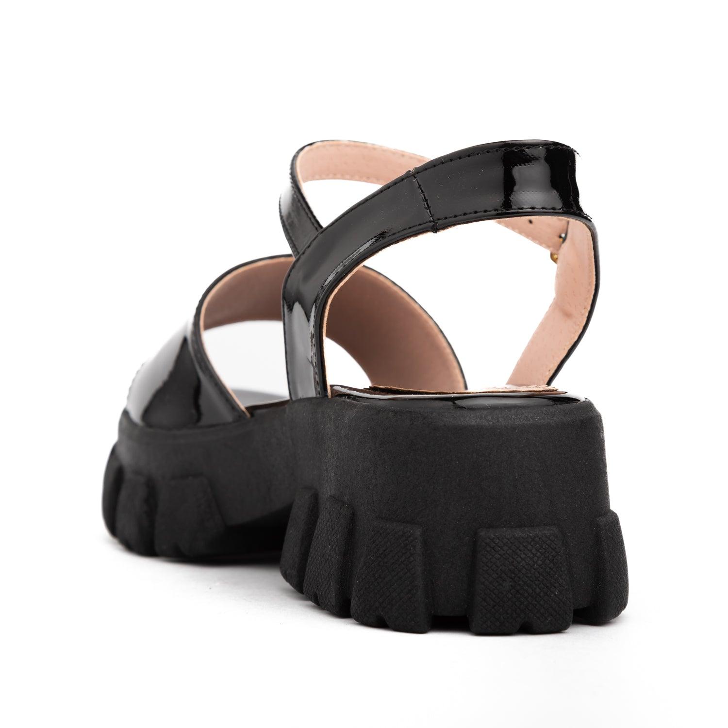 SANDALIAS CASUALES MUJER REGGIO NEGRO CHAROL - 6