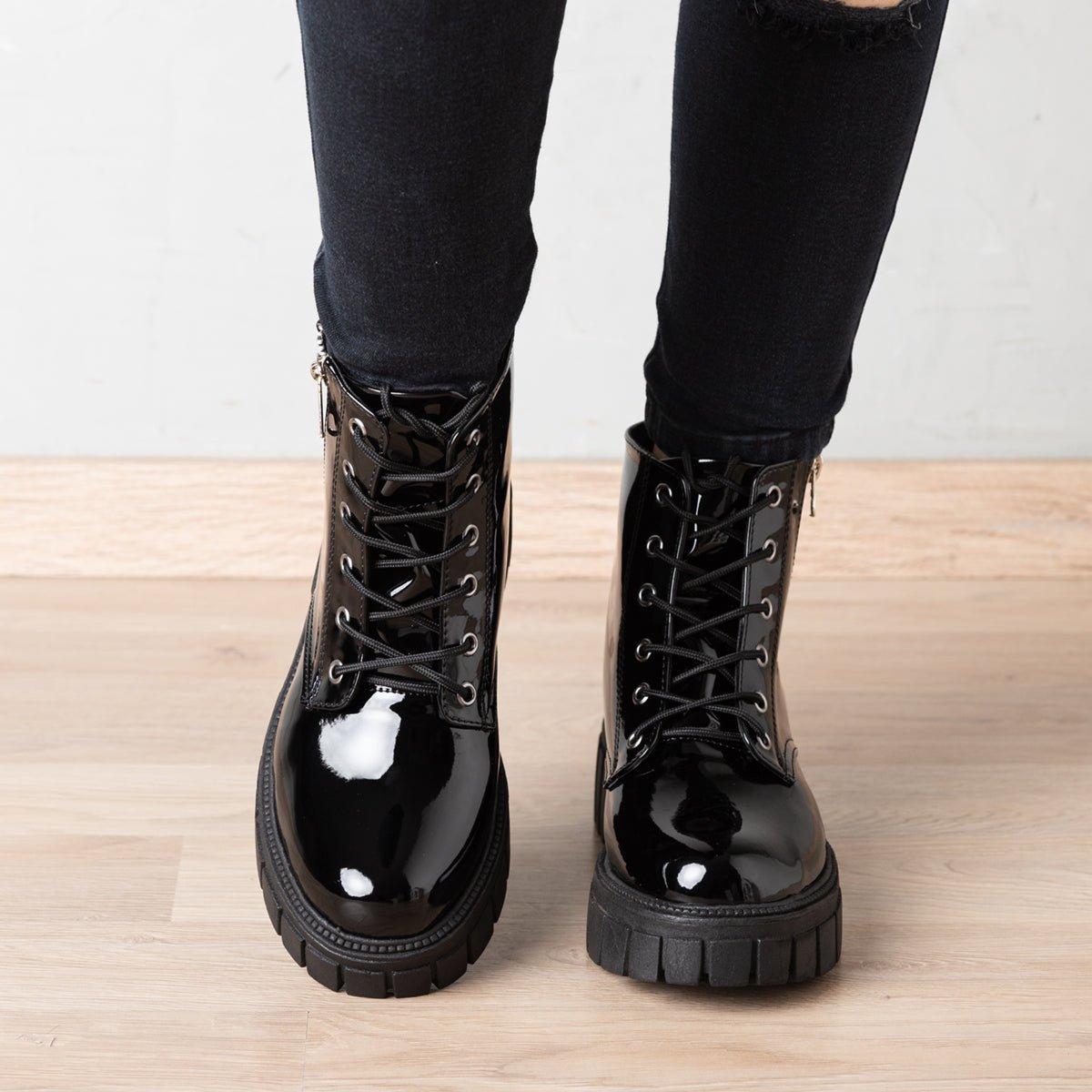BOTAS MUJER SHINNY NEGRO CHAROL - 2