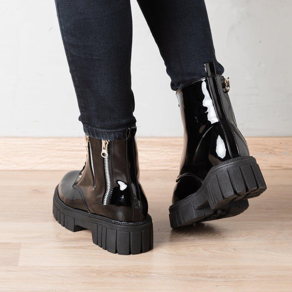 BOTAS MUJER SHINNY NEGRO CHAROL - 3