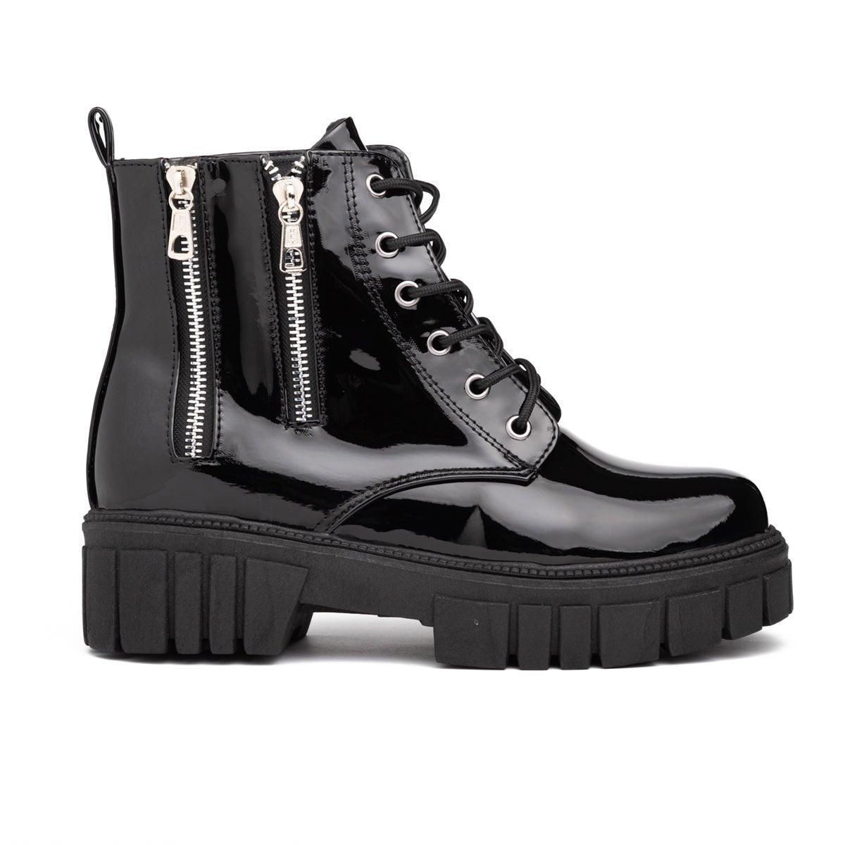 BOTAS MUJER SHINNY NEGRO CHAROL - 4