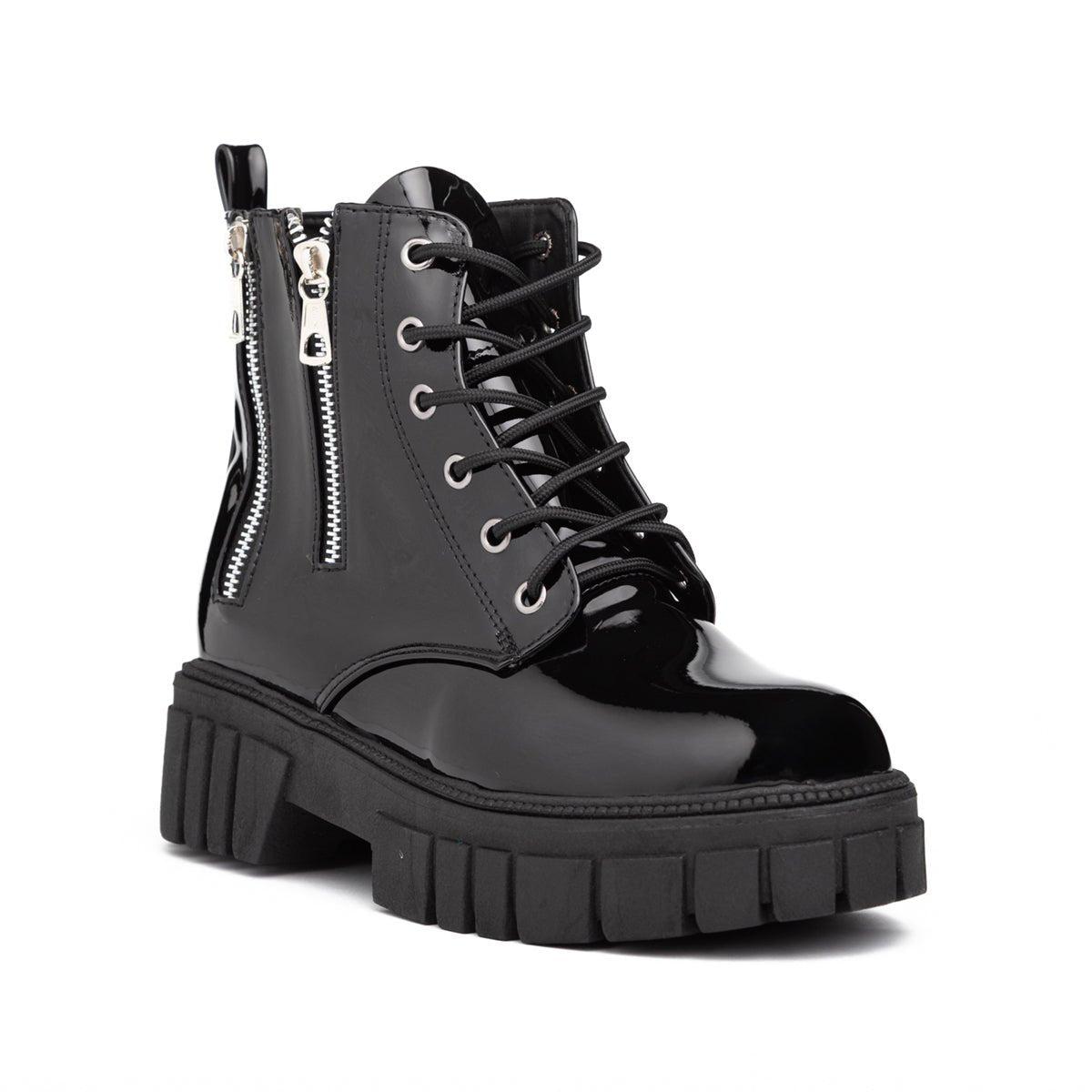 BOTAS MUJER SHINNY NEGRO CHAROL - 5