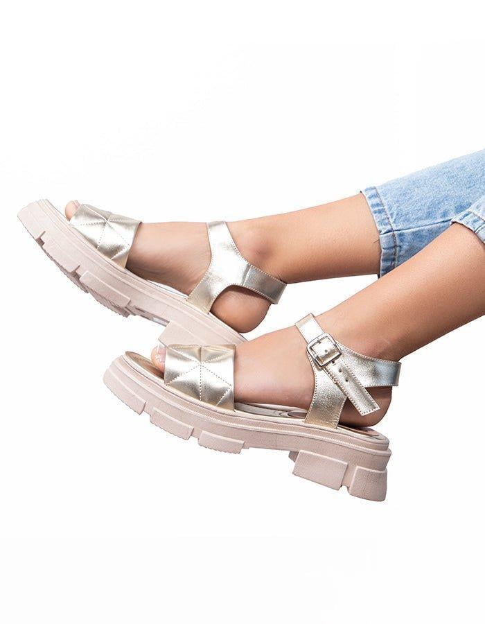 SANDALIAS CASUALES MUJER PRADA DORADO - 1