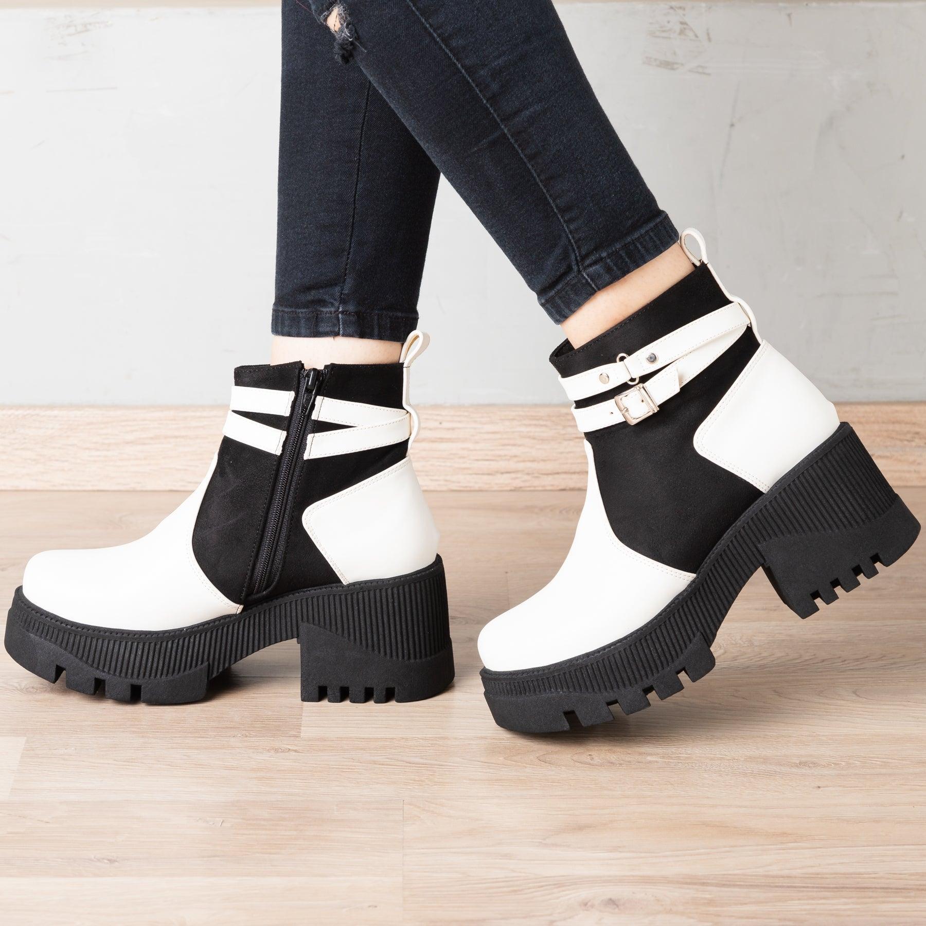 BOTAS MUJER ITALA BLANCO NEGRO - 1