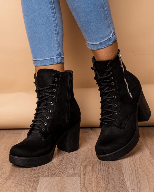 BOTAS MUJER CAMILLA NEGRO GAMUZA - 1