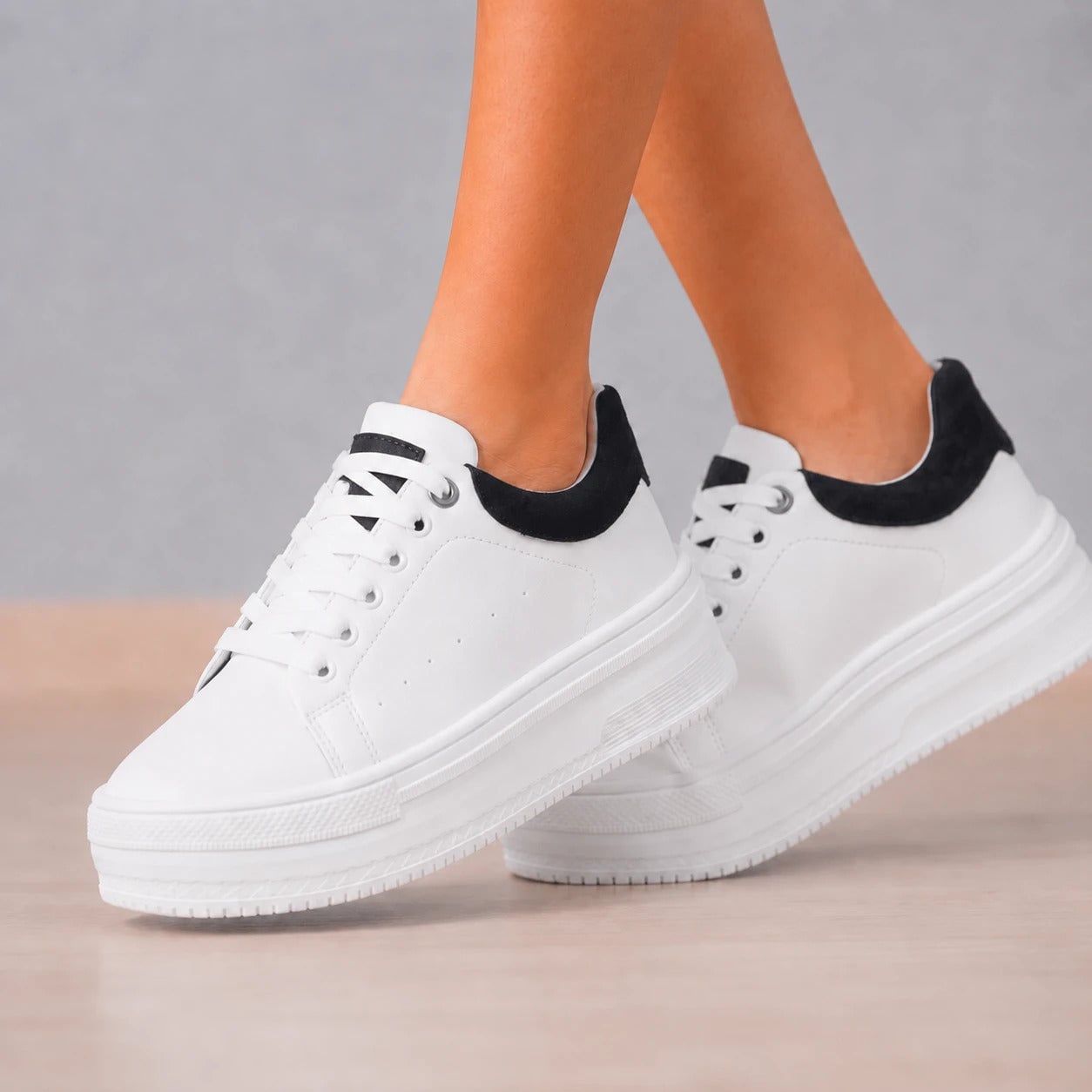 ZAPATILLAS URBANAS MUJER BAREIN BLANCO CON NEGRO - 2