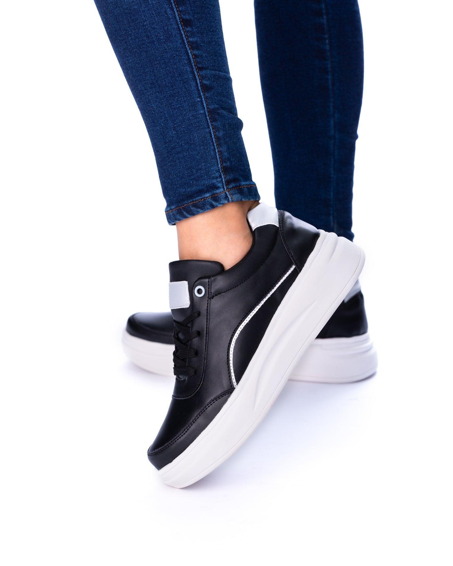 ZAPATILLAS URBANAS MUJER DIEST  NEGRO PLATEADO - 1
