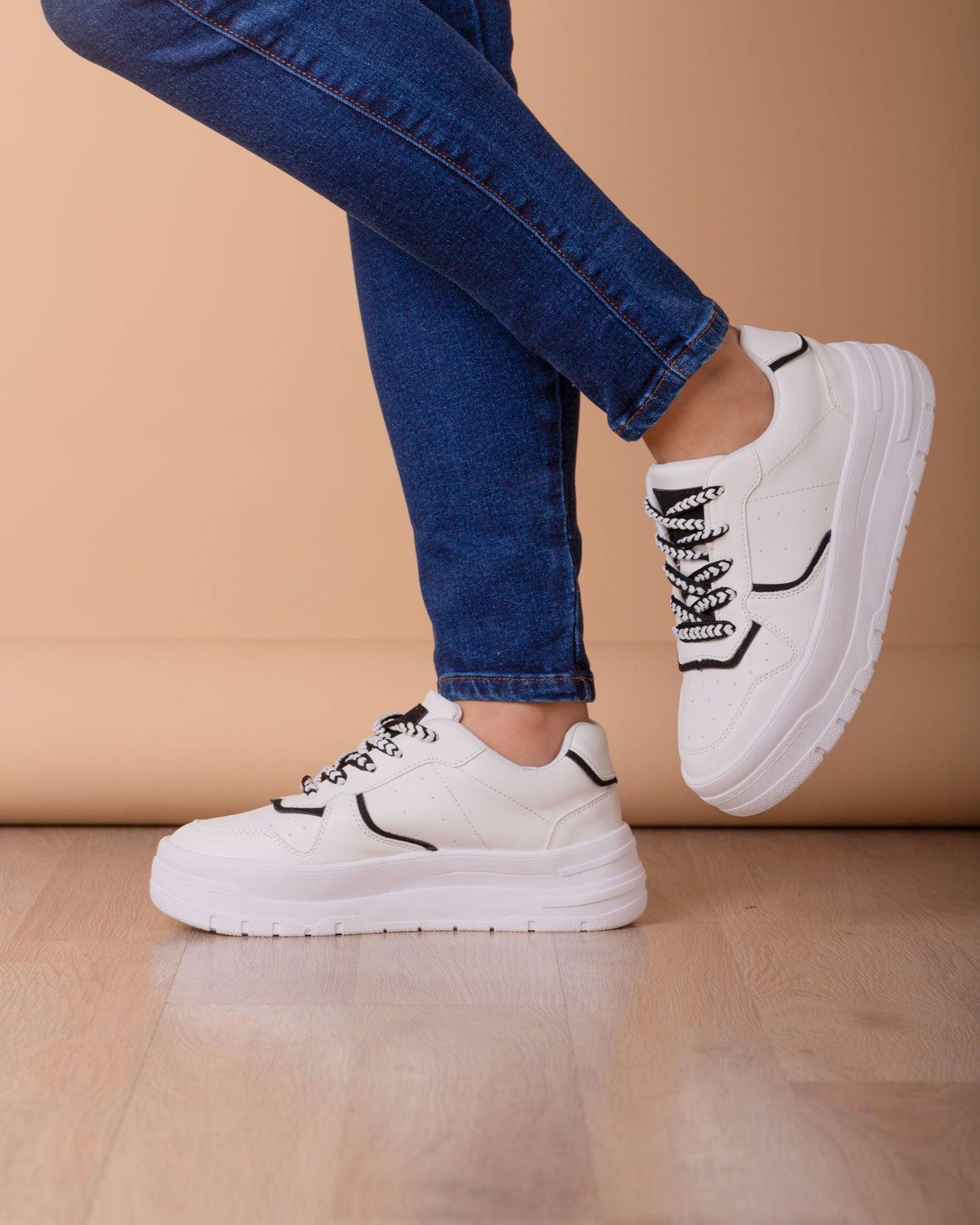 ZAPATILLAS URBANAS MUJER RULES BLANCO Y NEGRO - 1