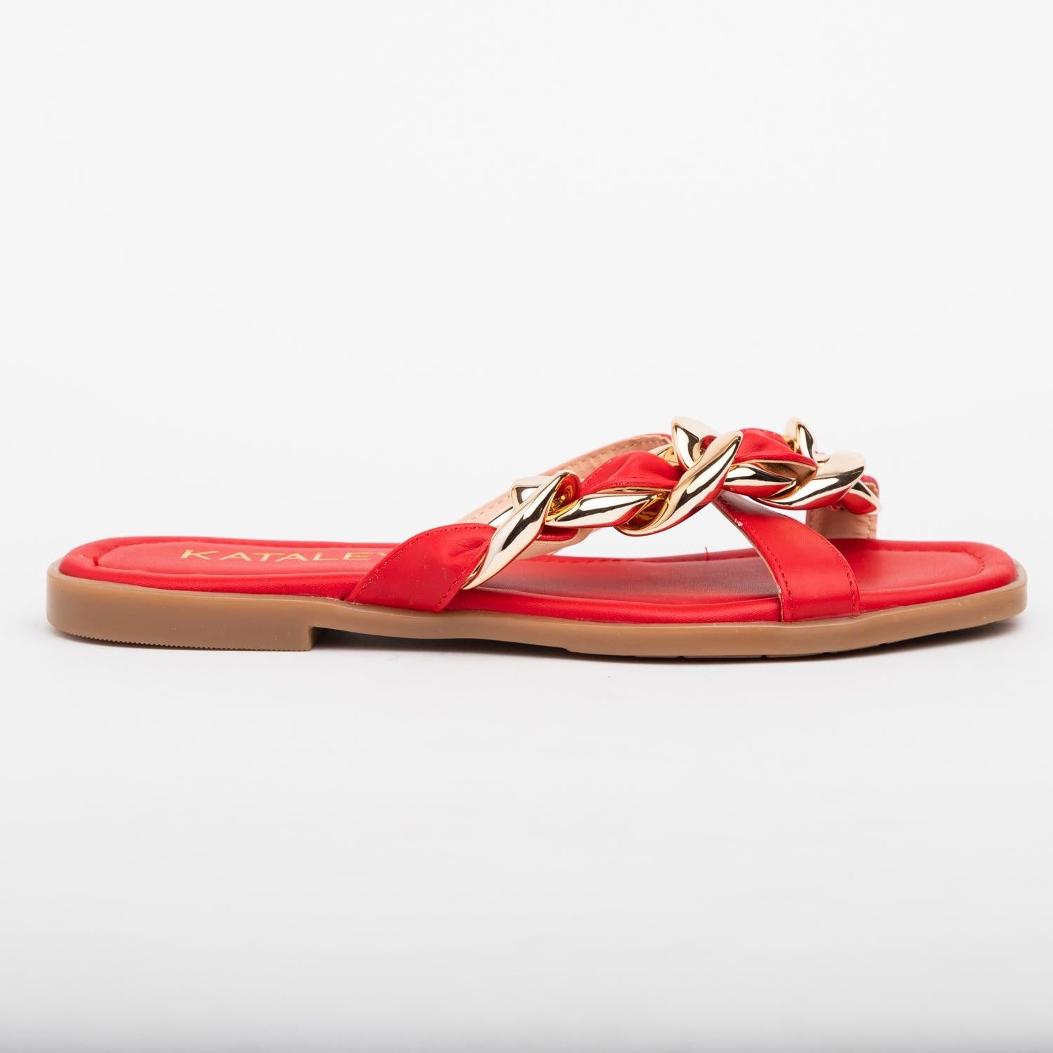 SANDALIAS CASUALES MUJER DELMAS ROJO - 2