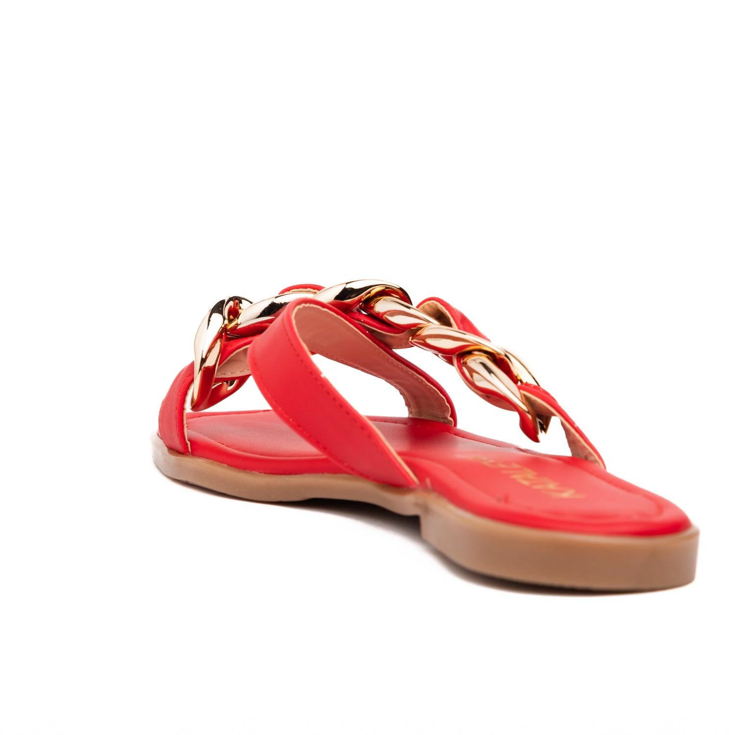SANDALIAS CASUALES MUJER DELMAS ROJO - 4
