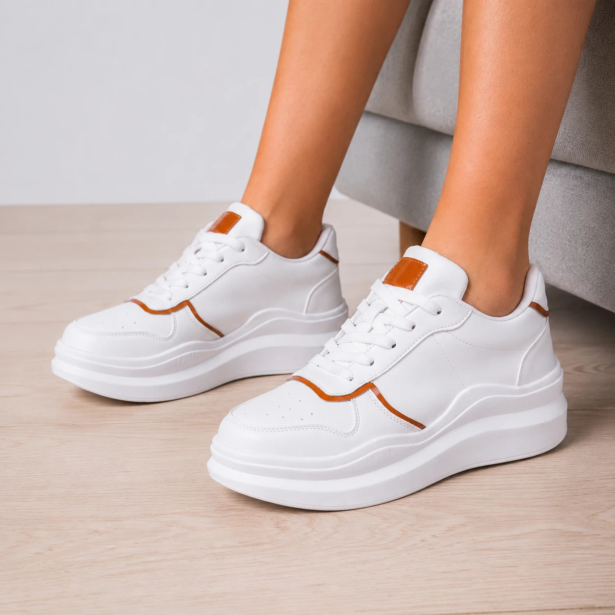 ZAPATILLAS URBANAS MUJER SAN BLAS BLANCO CON CAMEL - 6