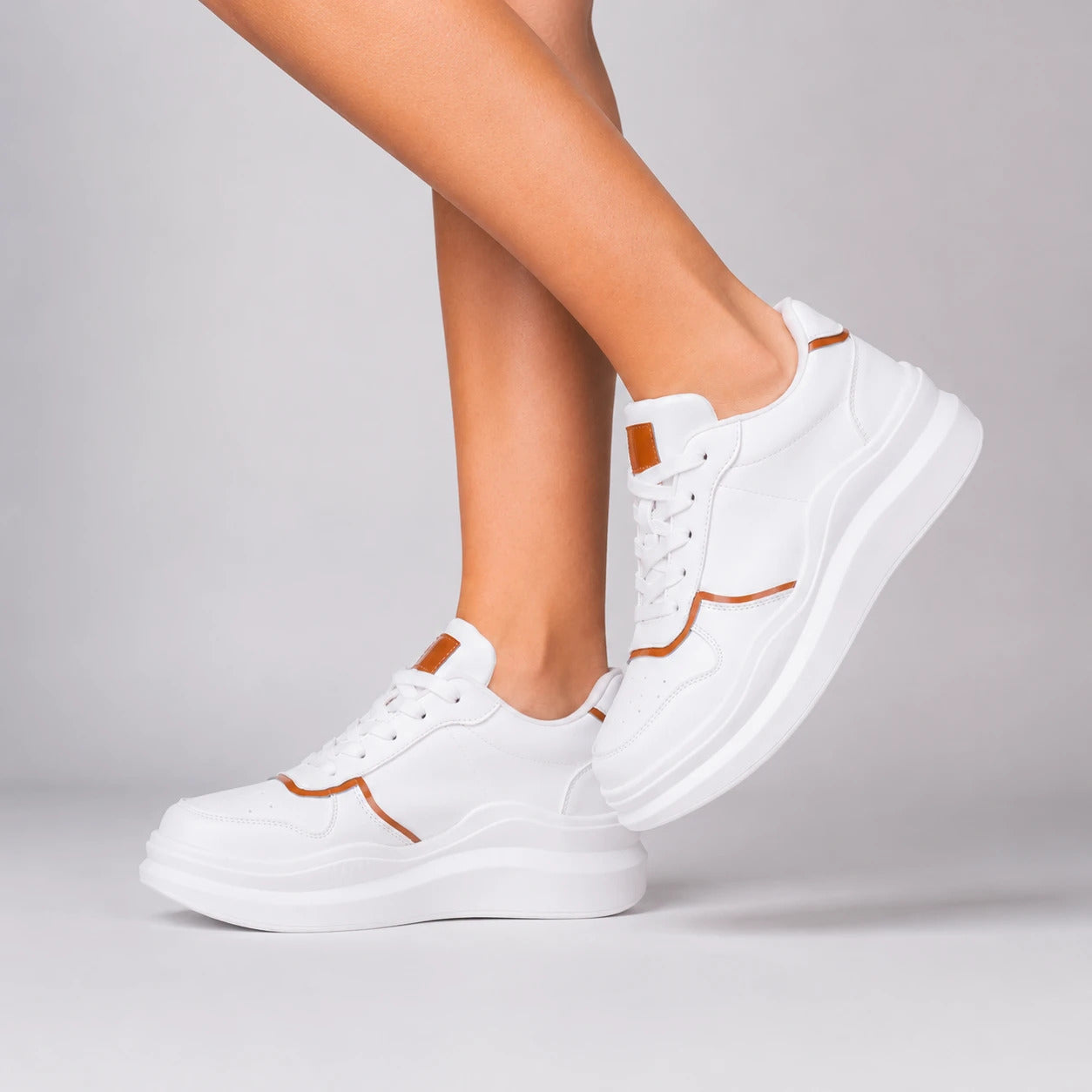 ZAPATILLAS URBANAS MUJER SAN BLAS BLANCO CON CAMEL - 7