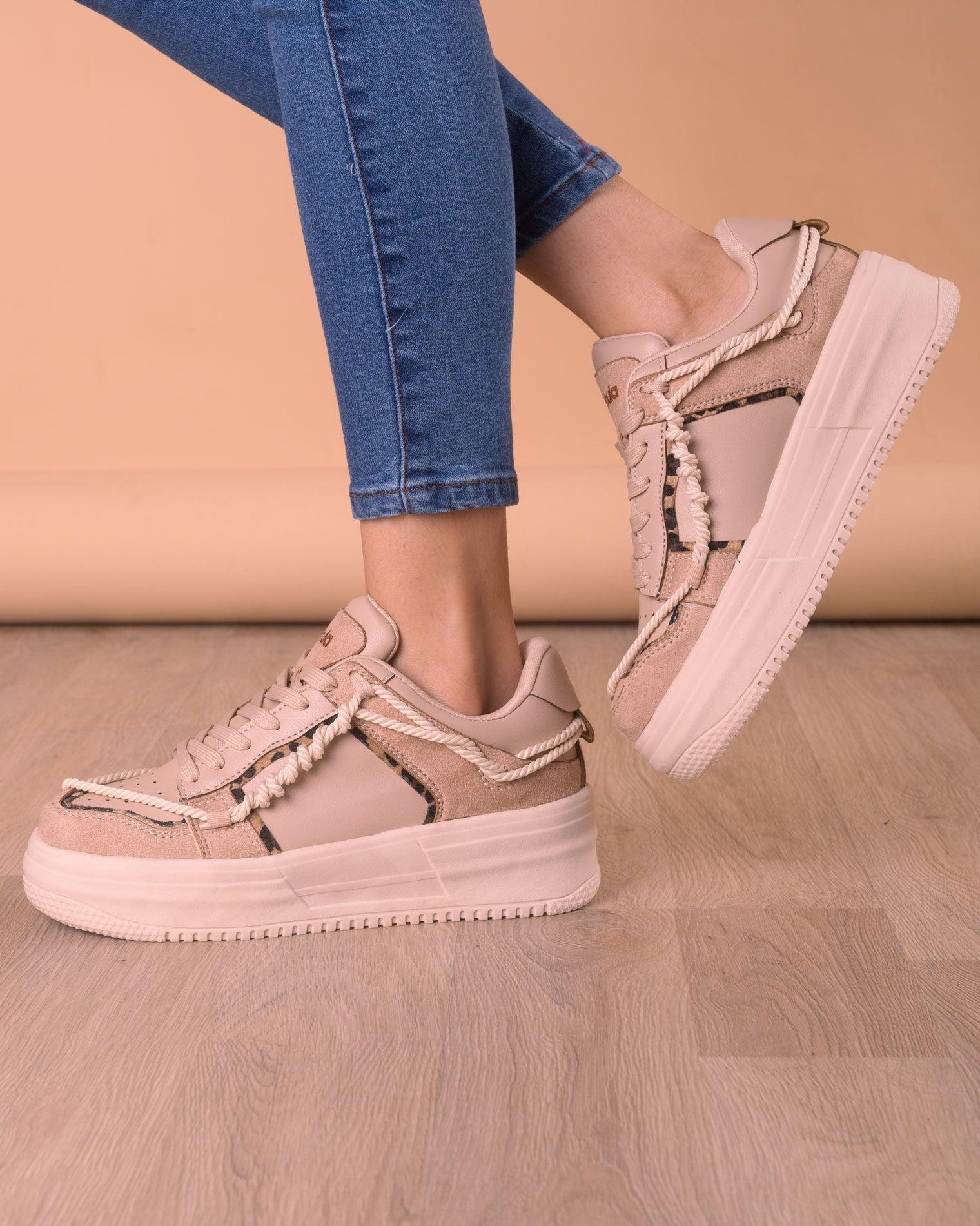 ZAPATILLAS URBANAS MUJER LIZ BEIGE - 1