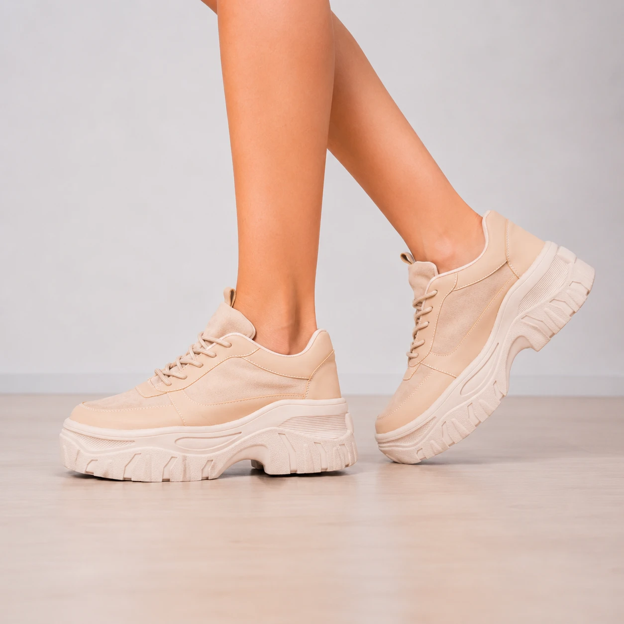ZAPATILLAS URBANAS MUJER MONTEROS BEIGE - 1