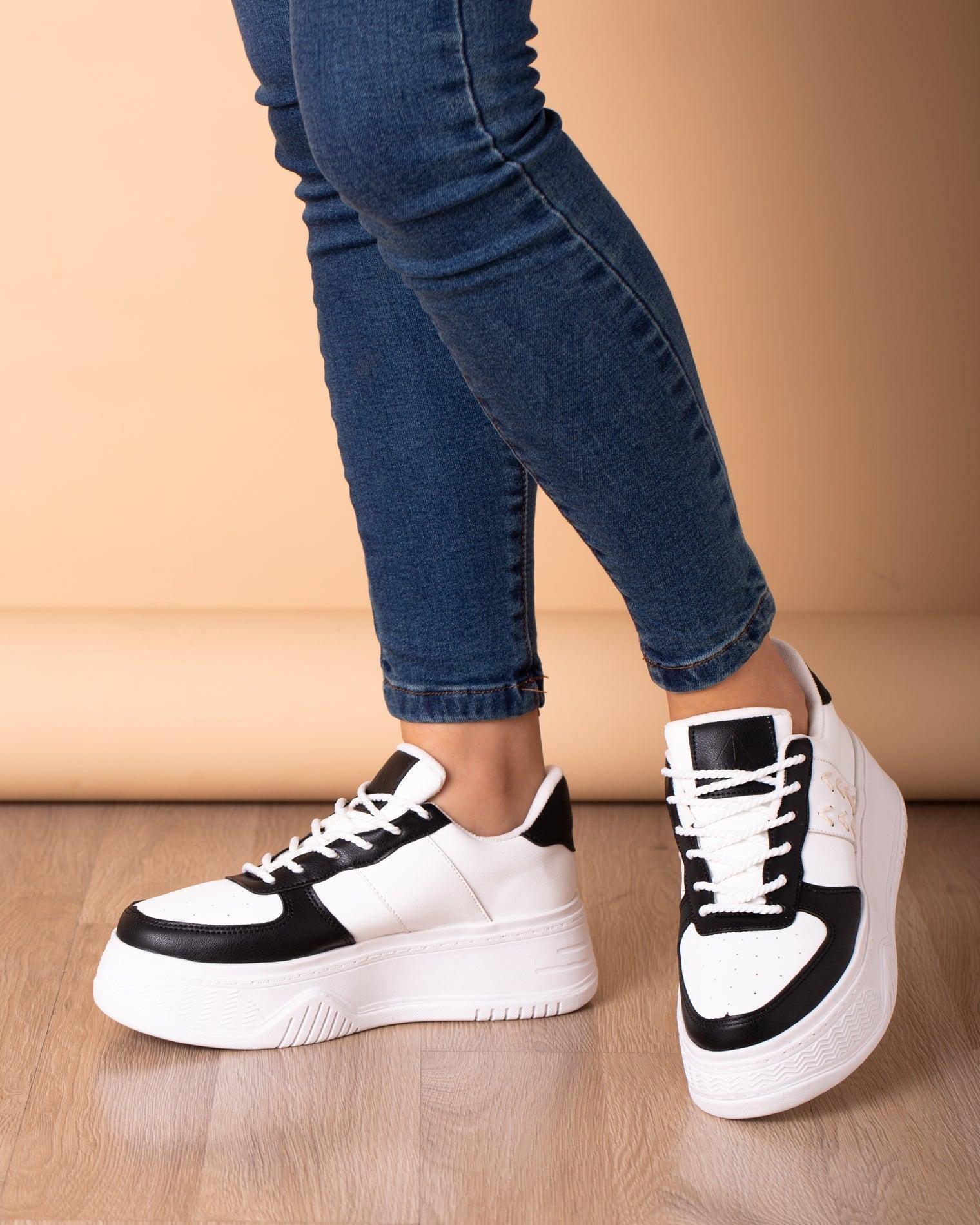 ZAPATILLAS URBANAS MUJER BREST BLANCO CON NEGRO - 1