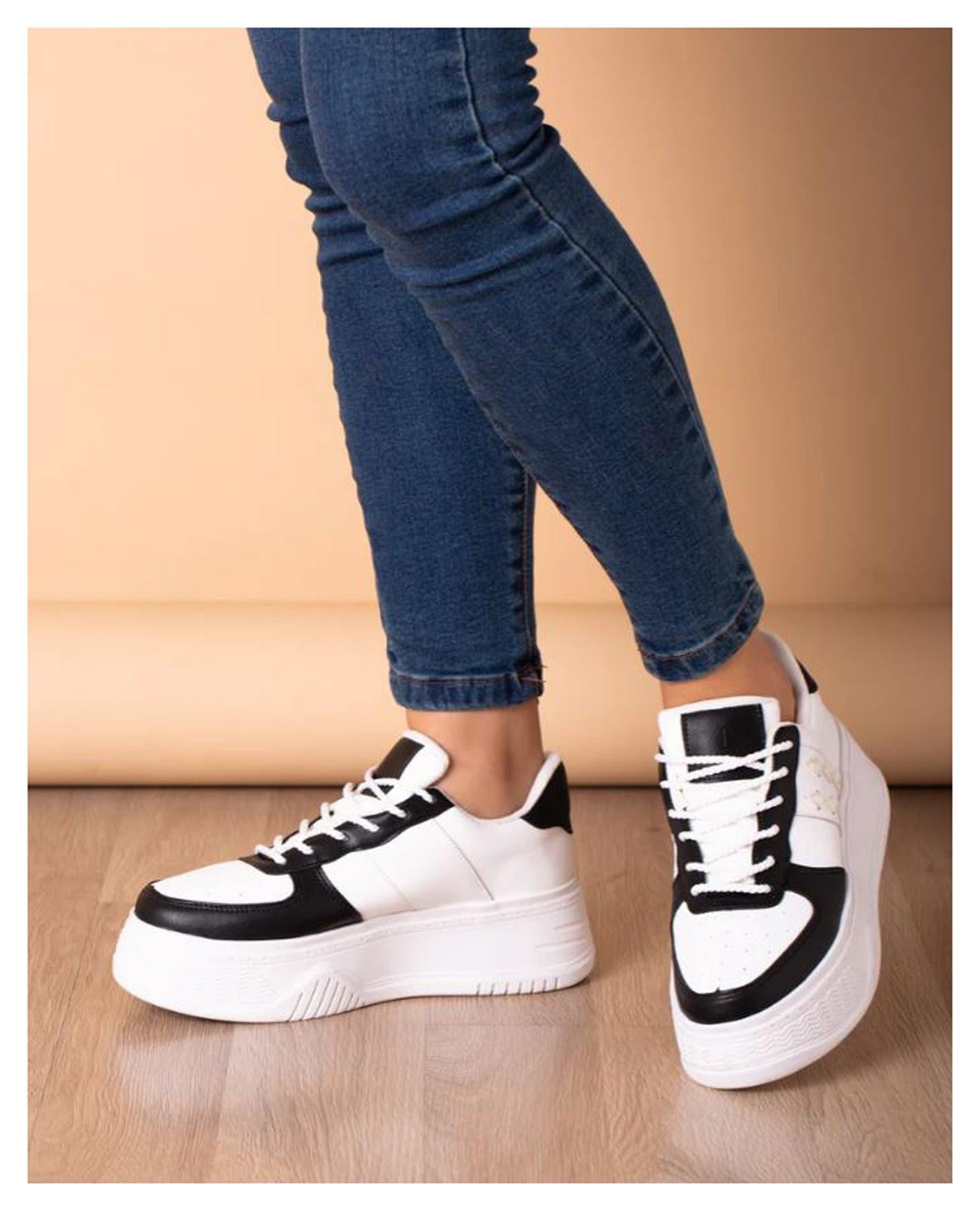 ZAPATILLAS URBANAS MUJER BREST BLANCO CON NEGRO - 2