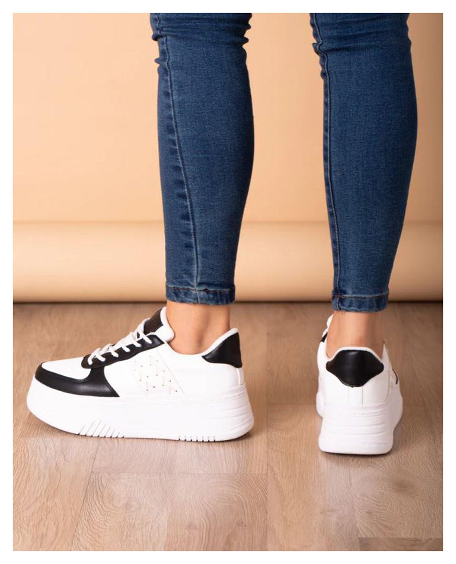 ZAPATILLAS URBANAS MUJER BREST BLANCO CON NEGRO - 3