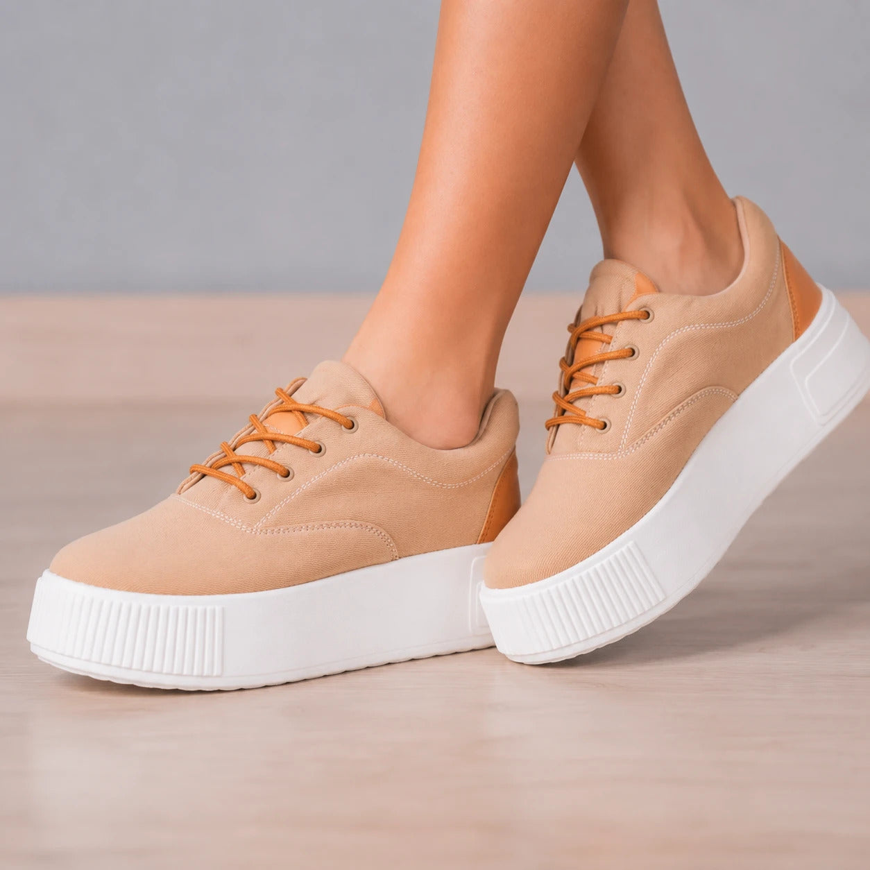 ZAPATILLAS URBANAS MUJER INTERLAGOS BEIGE - 1