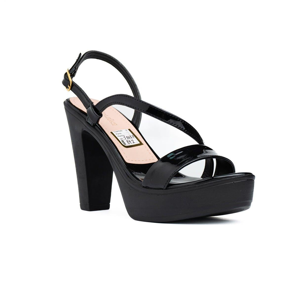 SANDALIAS DE VESTIR MUJER WINNY NEGRO CHAROL - 5
