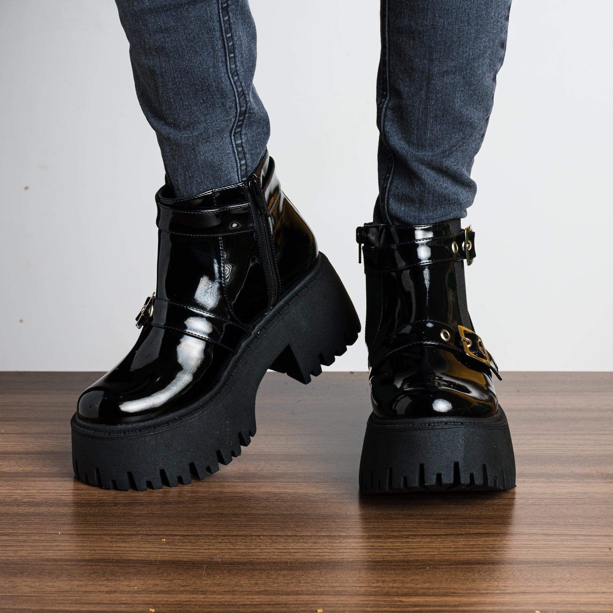 BOTAS MUJER ALICIA NEGRO CHAROL - 2