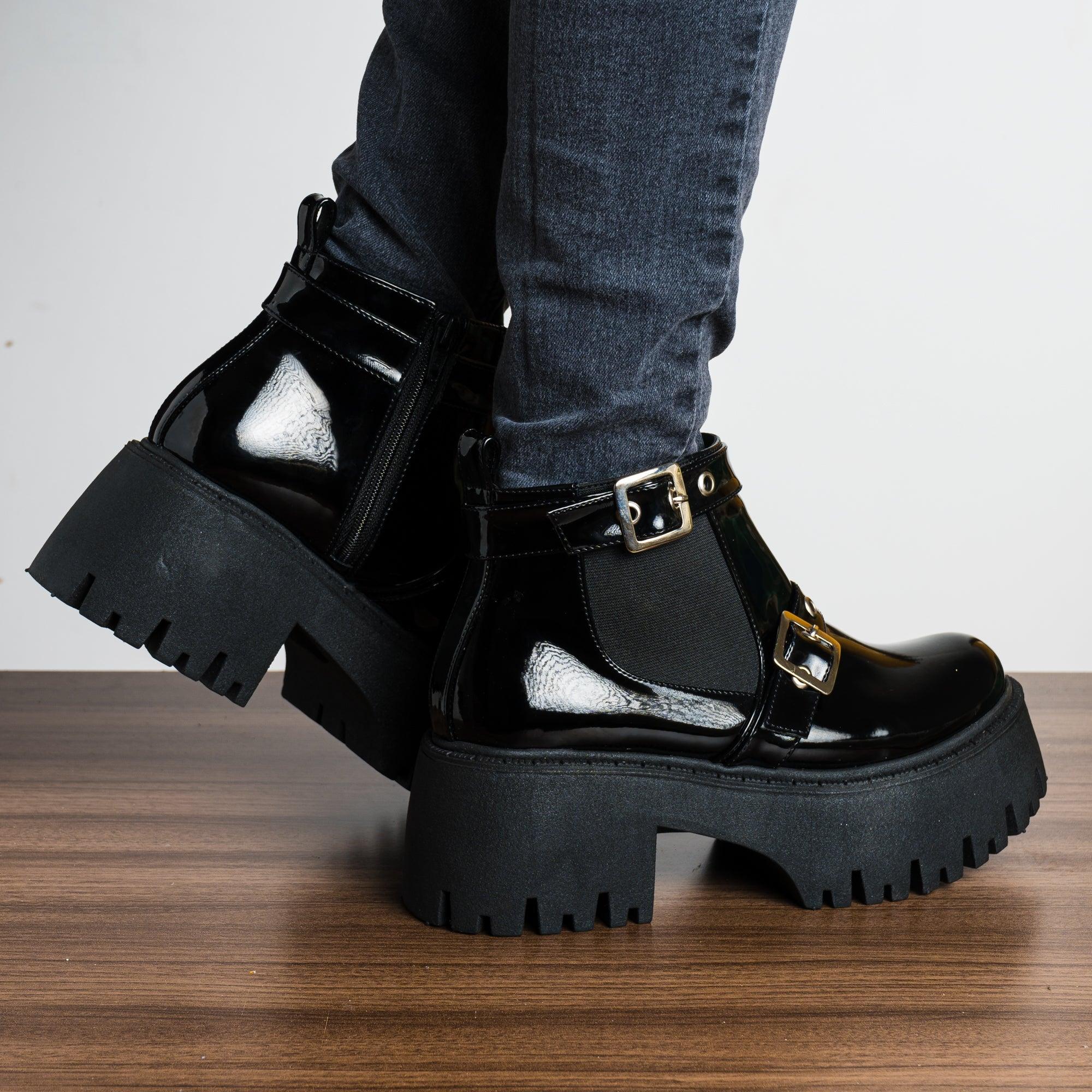 BOTAS MUJER ALICIA NEGRO CHAROL - 3