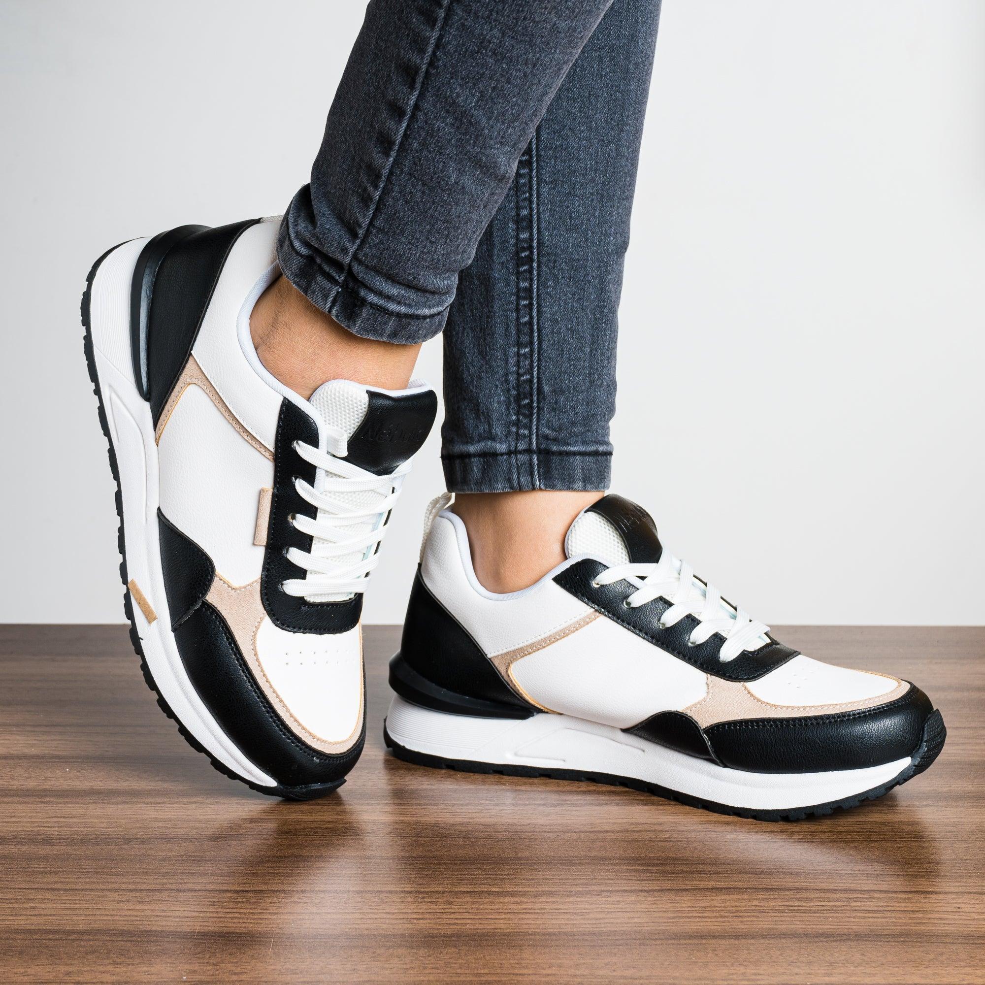 ZAPATILLAS URBANAS MUJER BOOKRE NEGRO BEIGE - 1