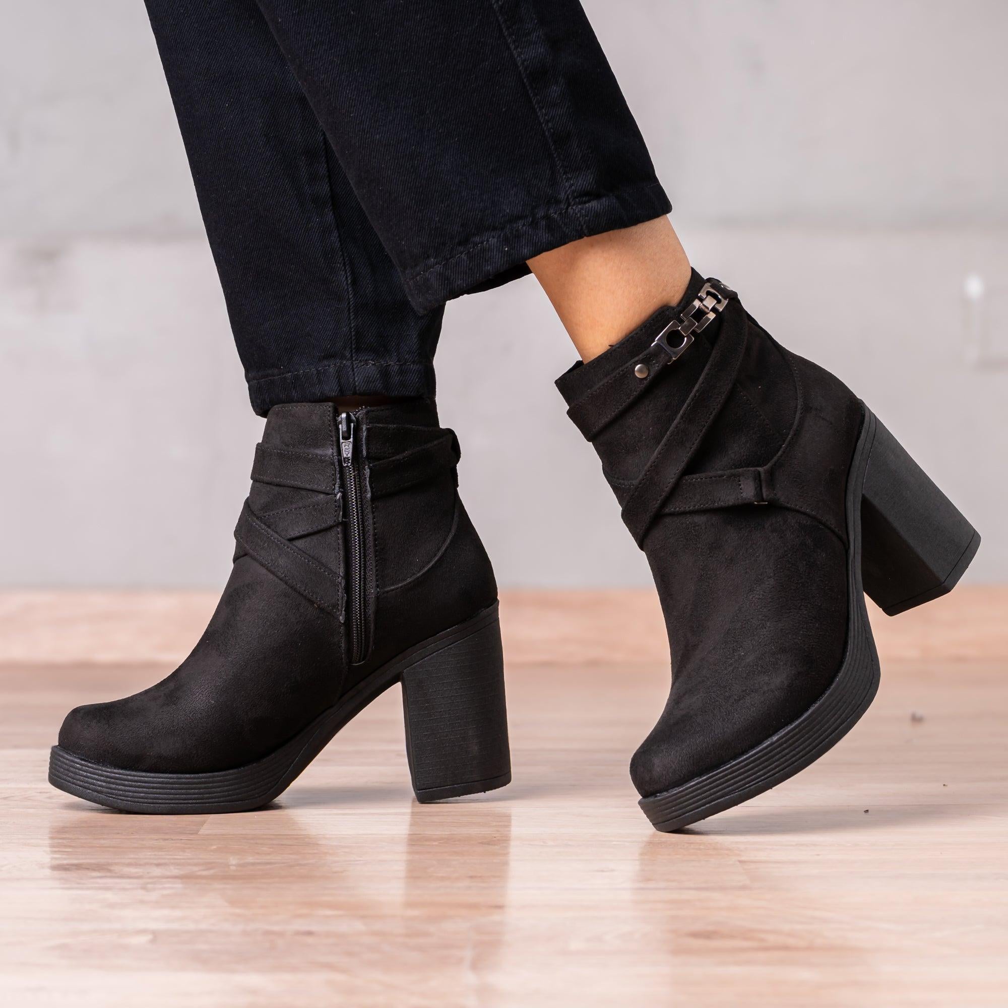 BOTINES MUJER CHAMPETA NEGRO GAMUZA - 1