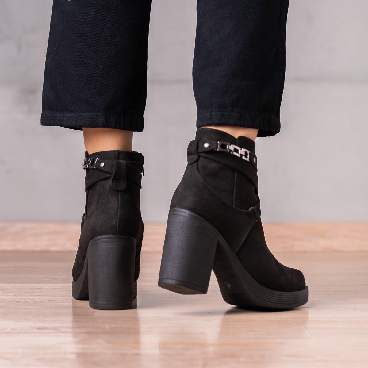 BOTINES MUJER CHAMPETA NEGRO GAMUZA - 3