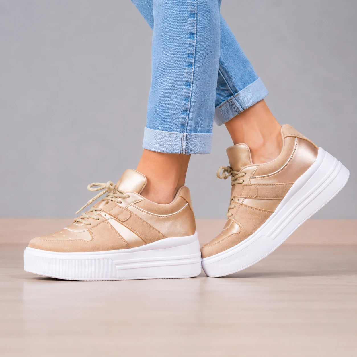ZAPATILLAS URBANAS MUJER OPORTO DORADO - 7
