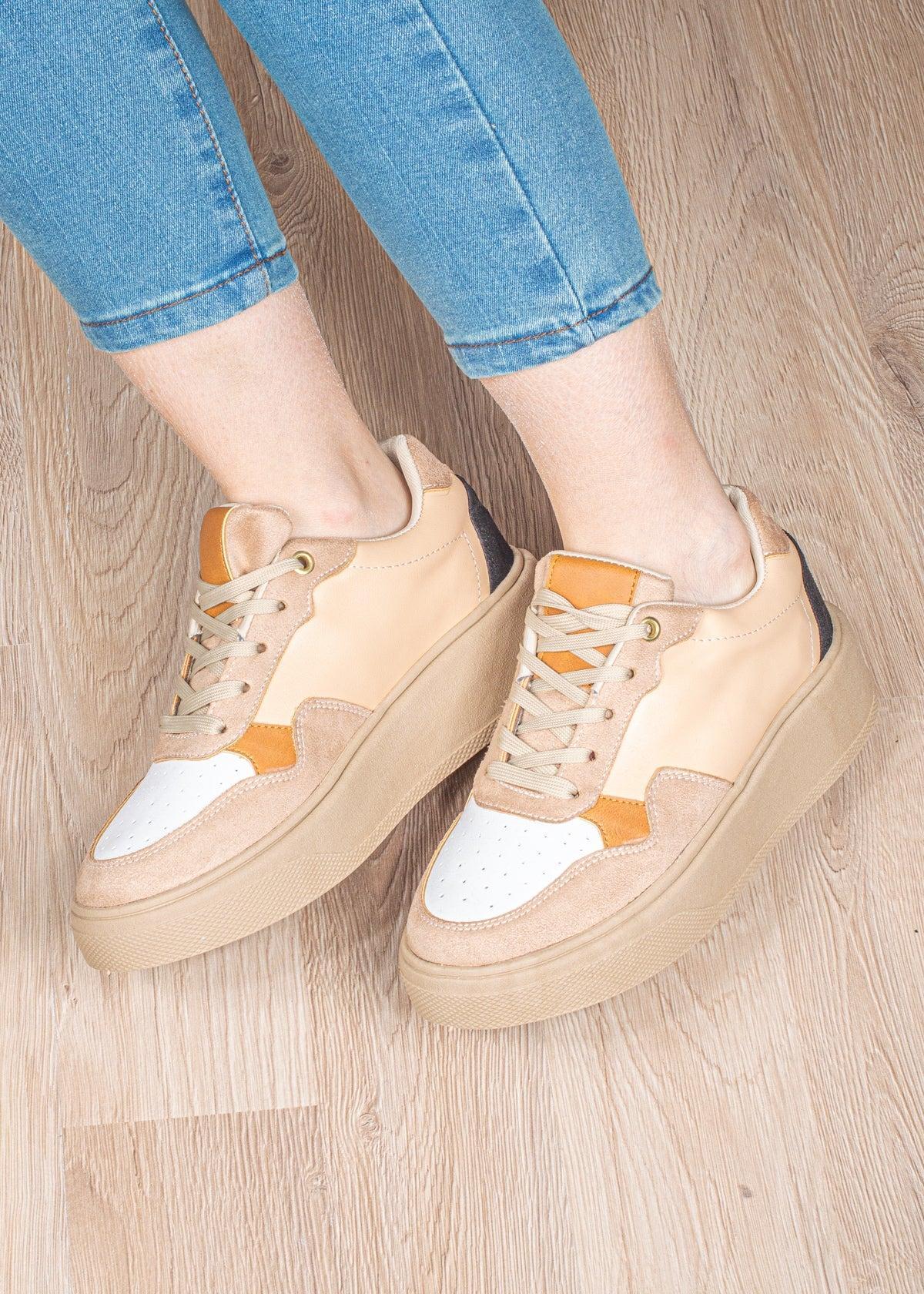 ZAPATILLAS URBANAS MUJER CANCUN BEIGE ROSADO - 1