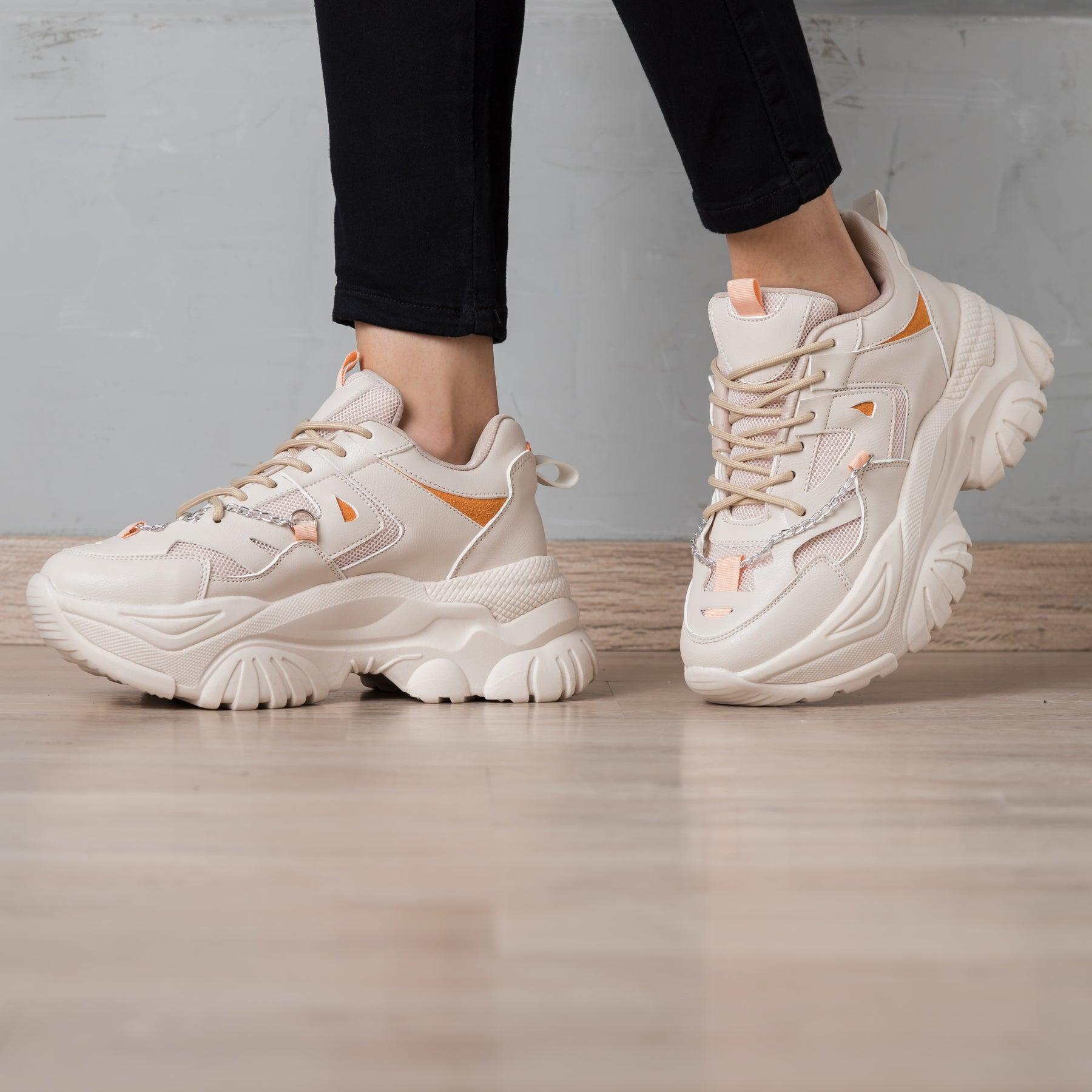 ZAPATILLAS URBANAS MUJER KINGZ BEIGE - 1