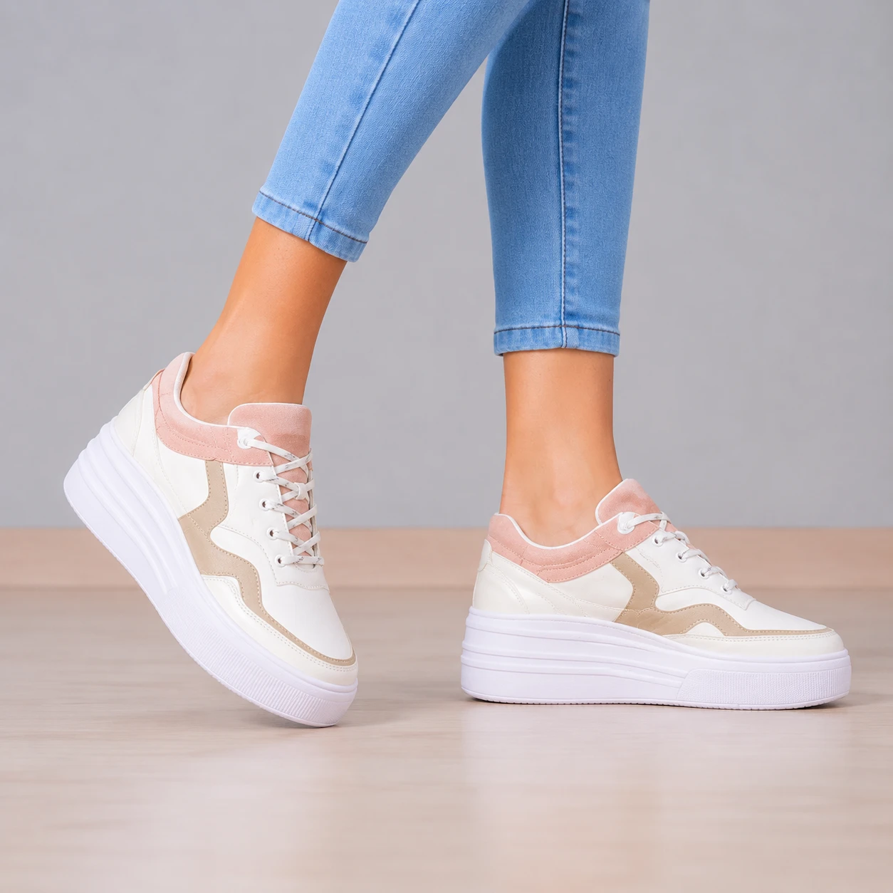 ZAPATILLAS URBANAS MUJER COLORADO ROSADO BEIGE - 9