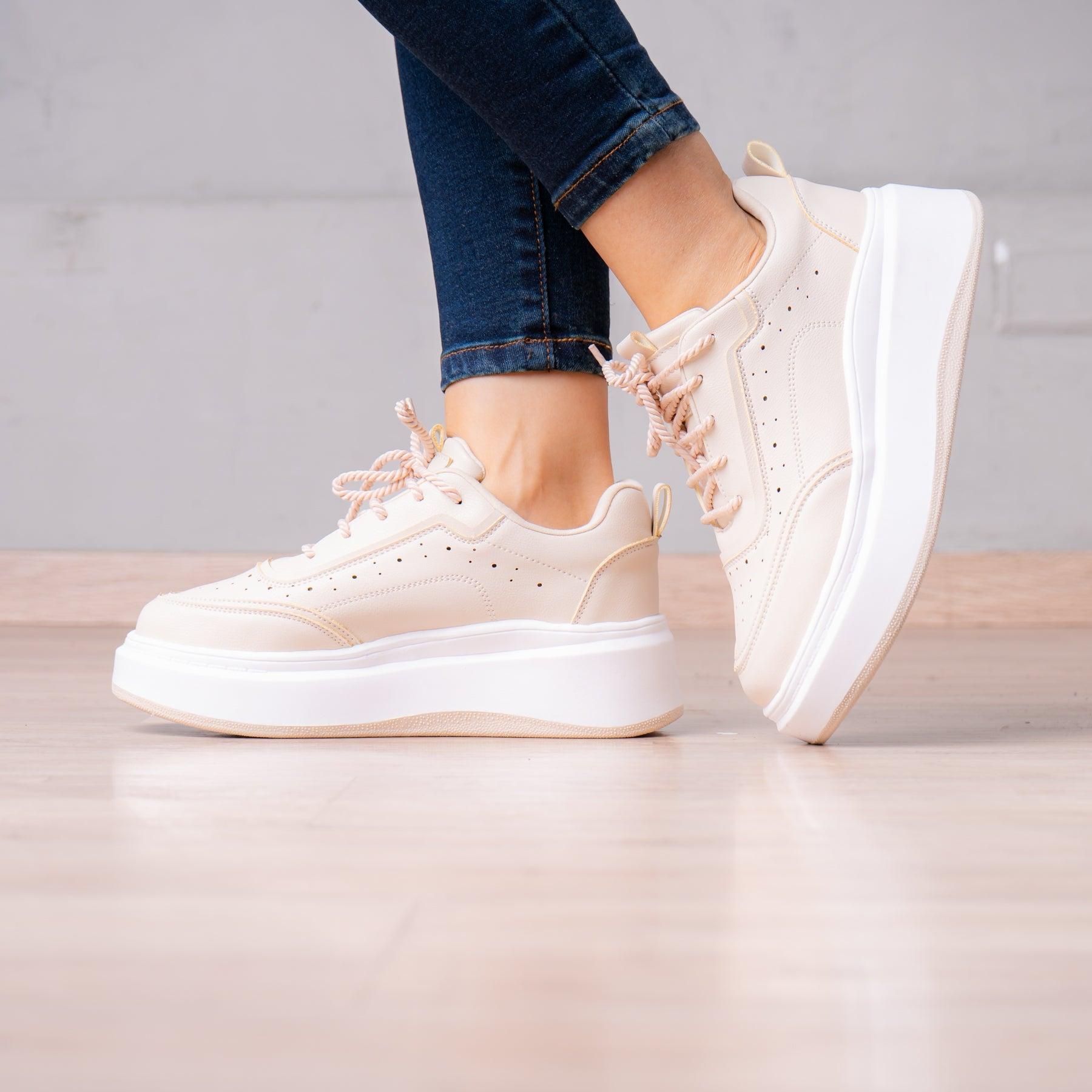 ZAPATILLAS URBANAS MUJER SARANDI BEIGE - 1