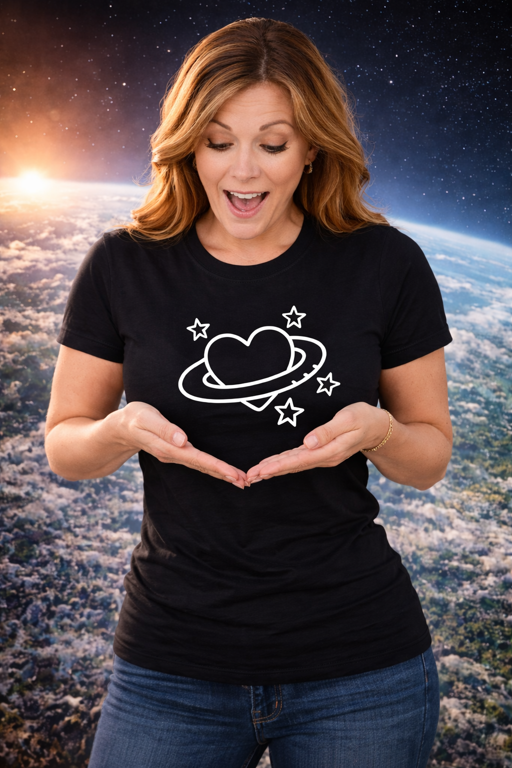 POLO MUJER CORAZON EN EL ESPACIO - 1