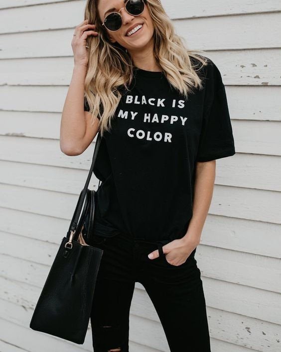 POLO MUJER BLACK IS MY HAPPY COLOR - 1