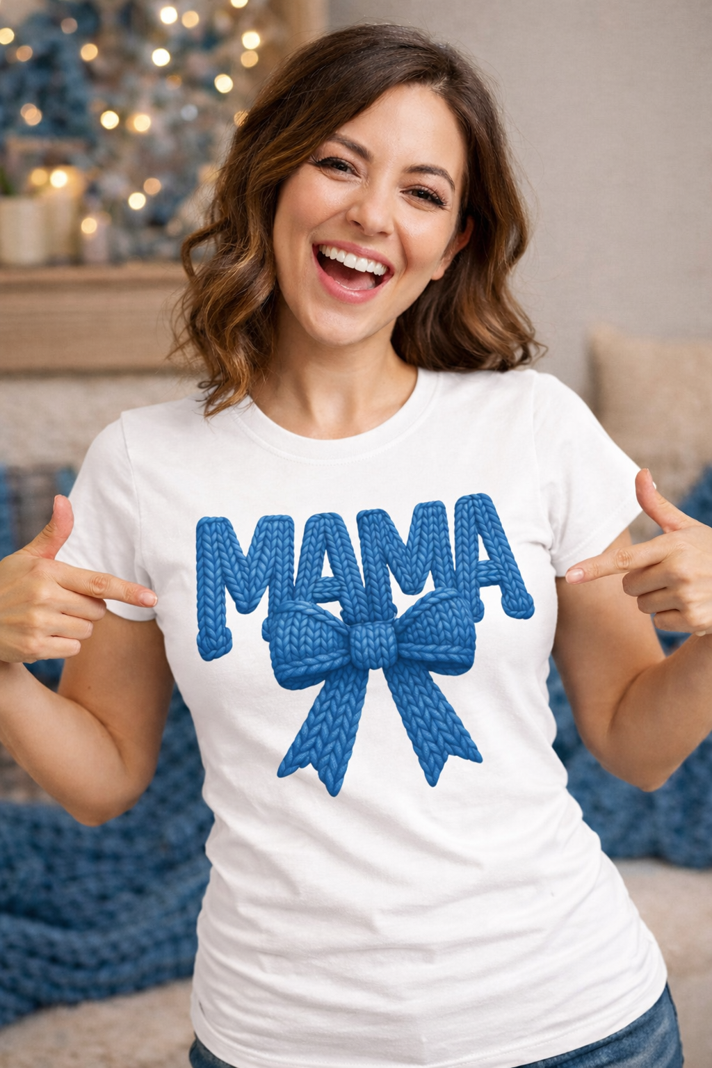 POLO MUJER MAMA BORDADO AZUL - 1