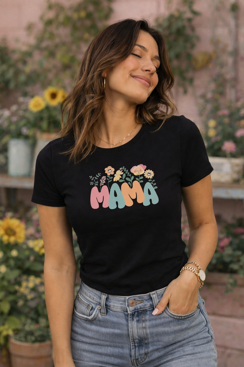 POLO MUJER MAMA FLORES ARRIBA - 1