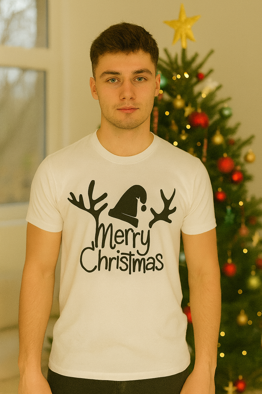 POLO NAVIDEÑO HOMBRE CUERNO MERRY CHRISTMAS (COPIA) - 1